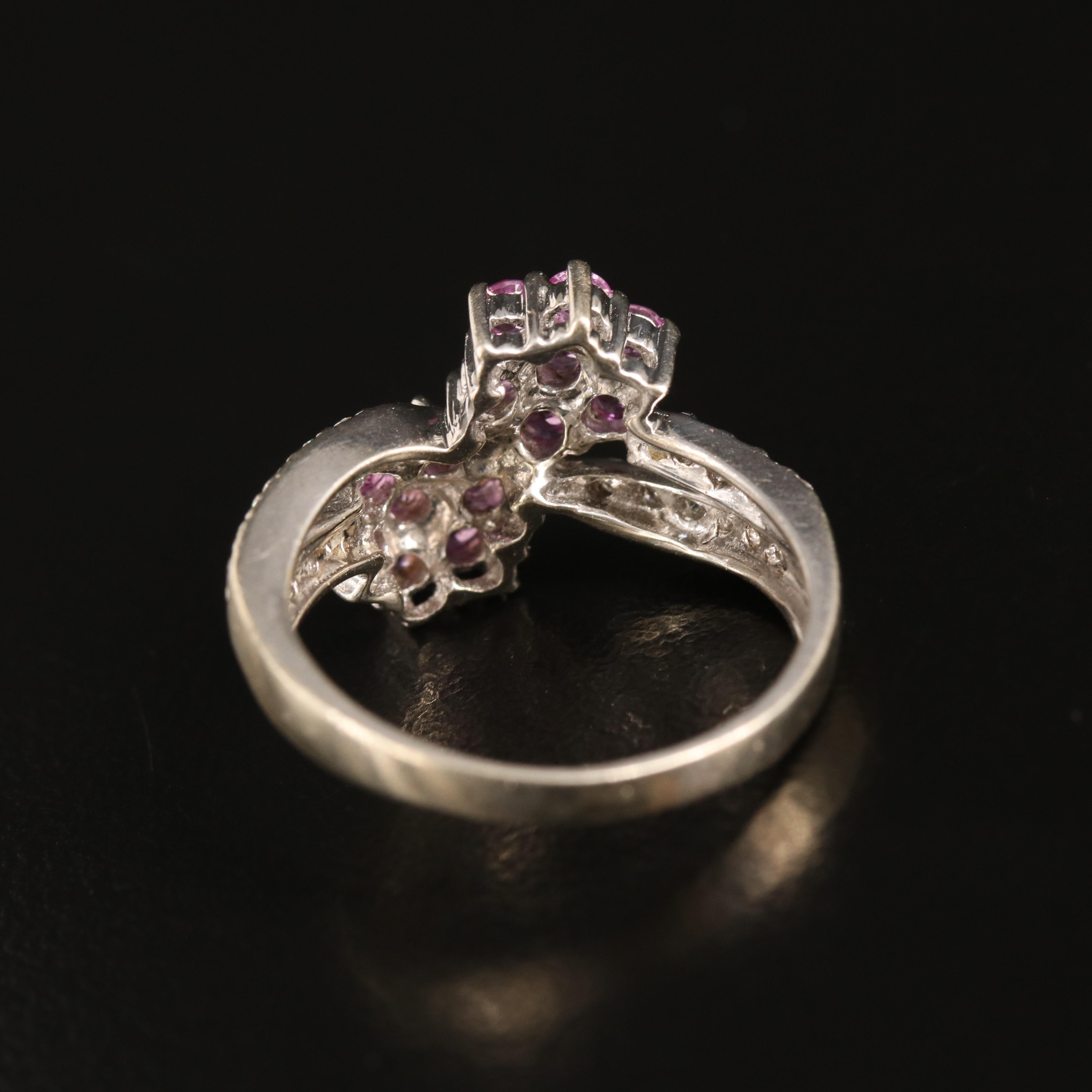 14K Pink Sapphire and Diamond Bypass Ring