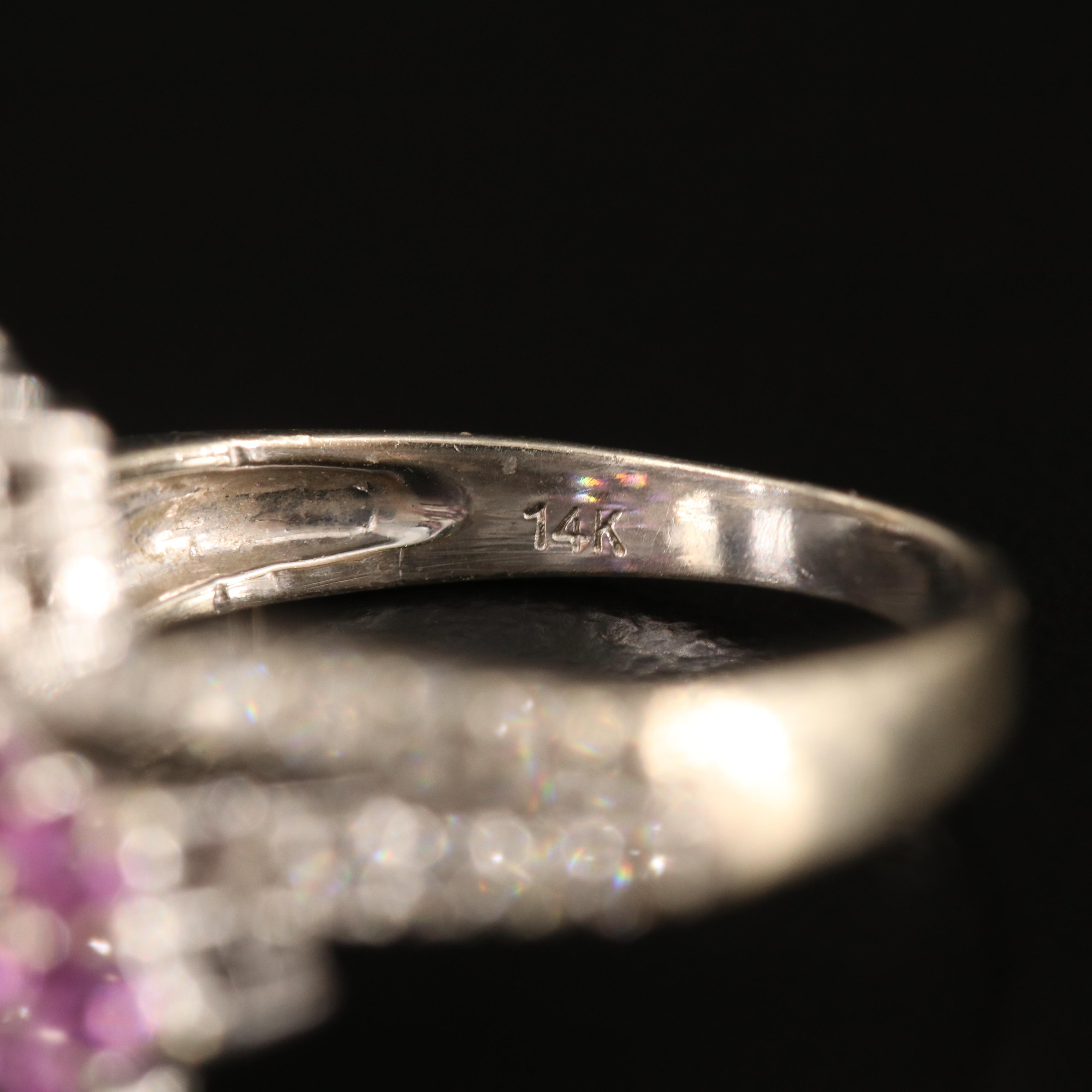 14K Pink Sapphire and Diamond Bypass Ring