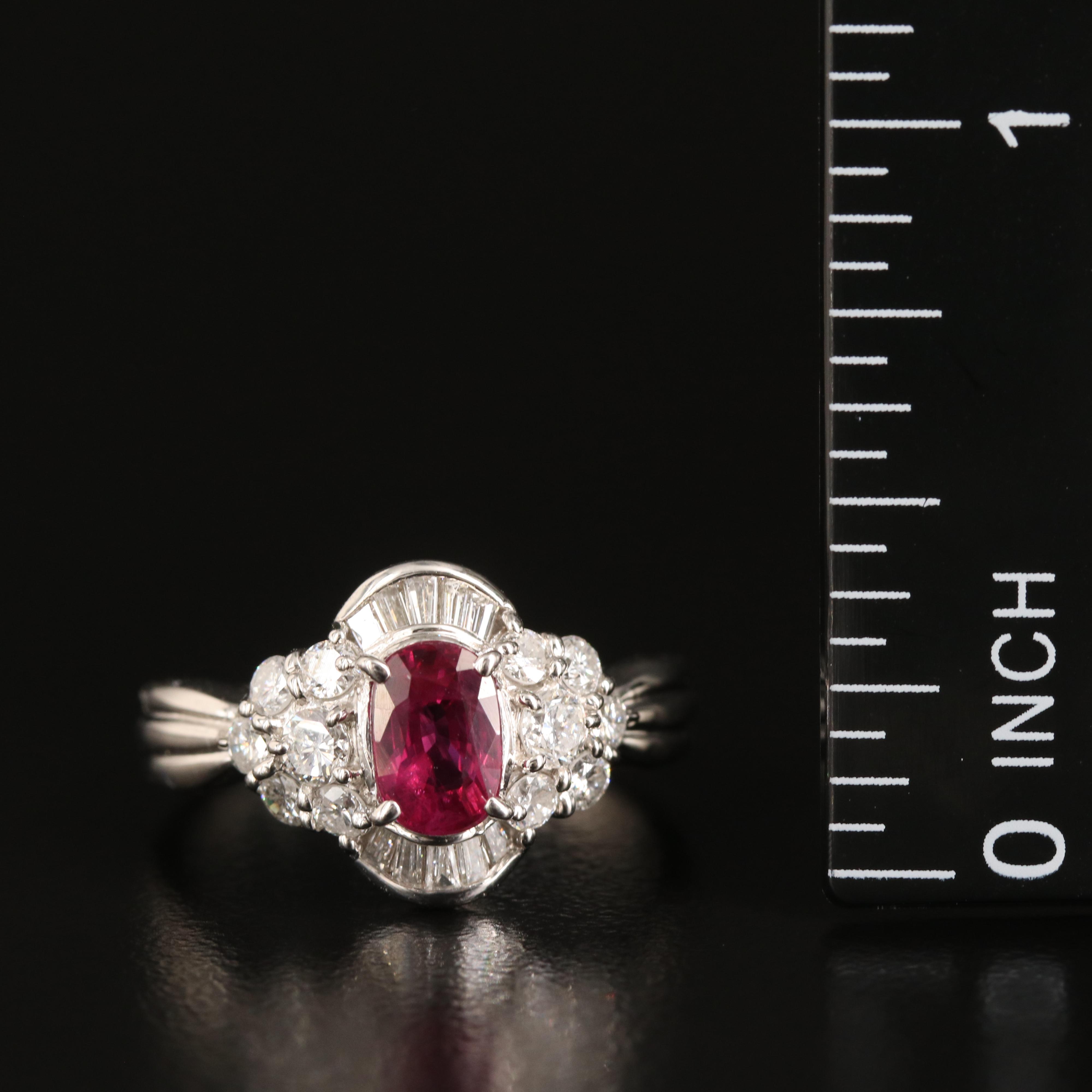 Platinum 1.09 CT Thai Ruby and Diamond Ring with GIA Report