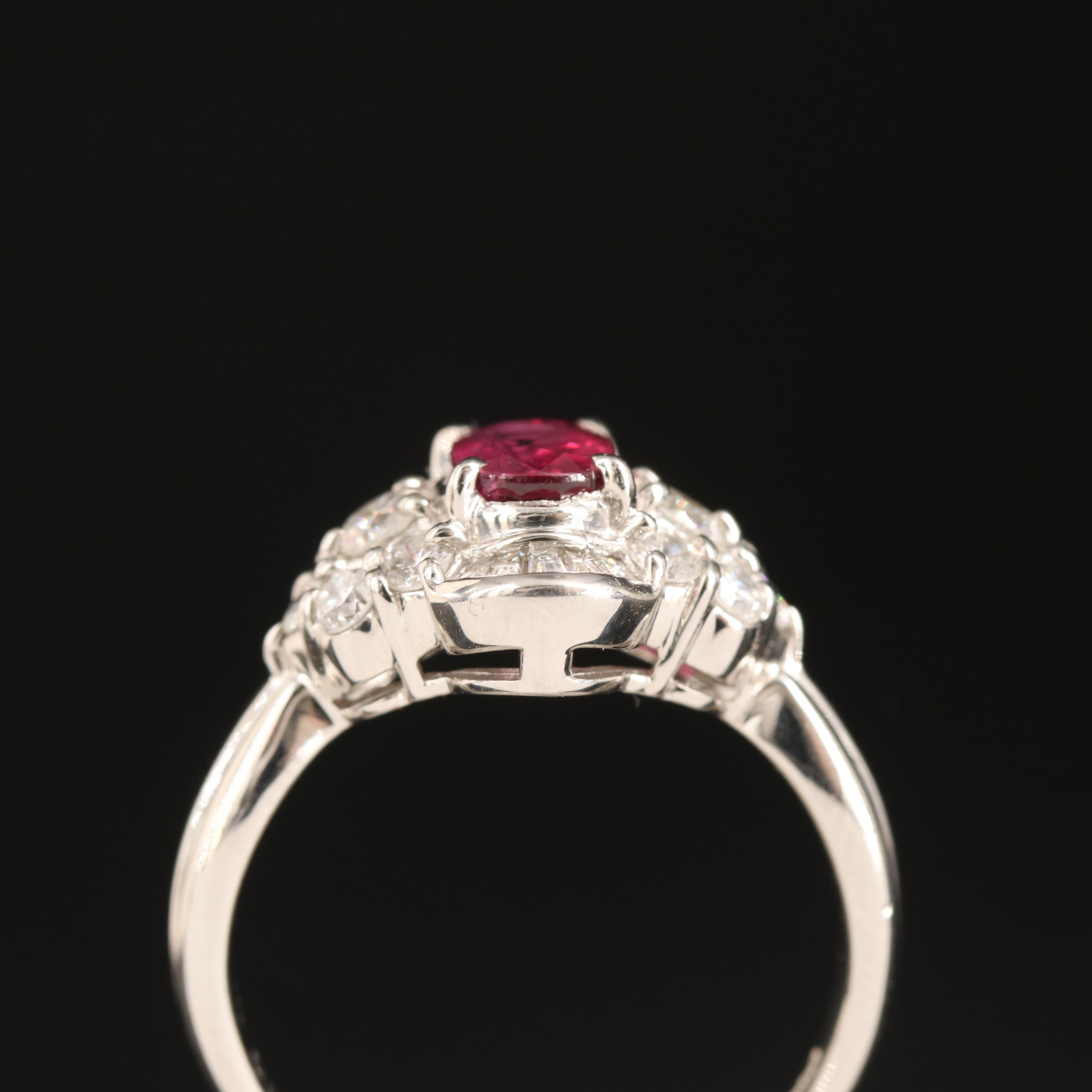 Platinum 1.09 CT Thai Ruby and Diamond Ring with GIA Report