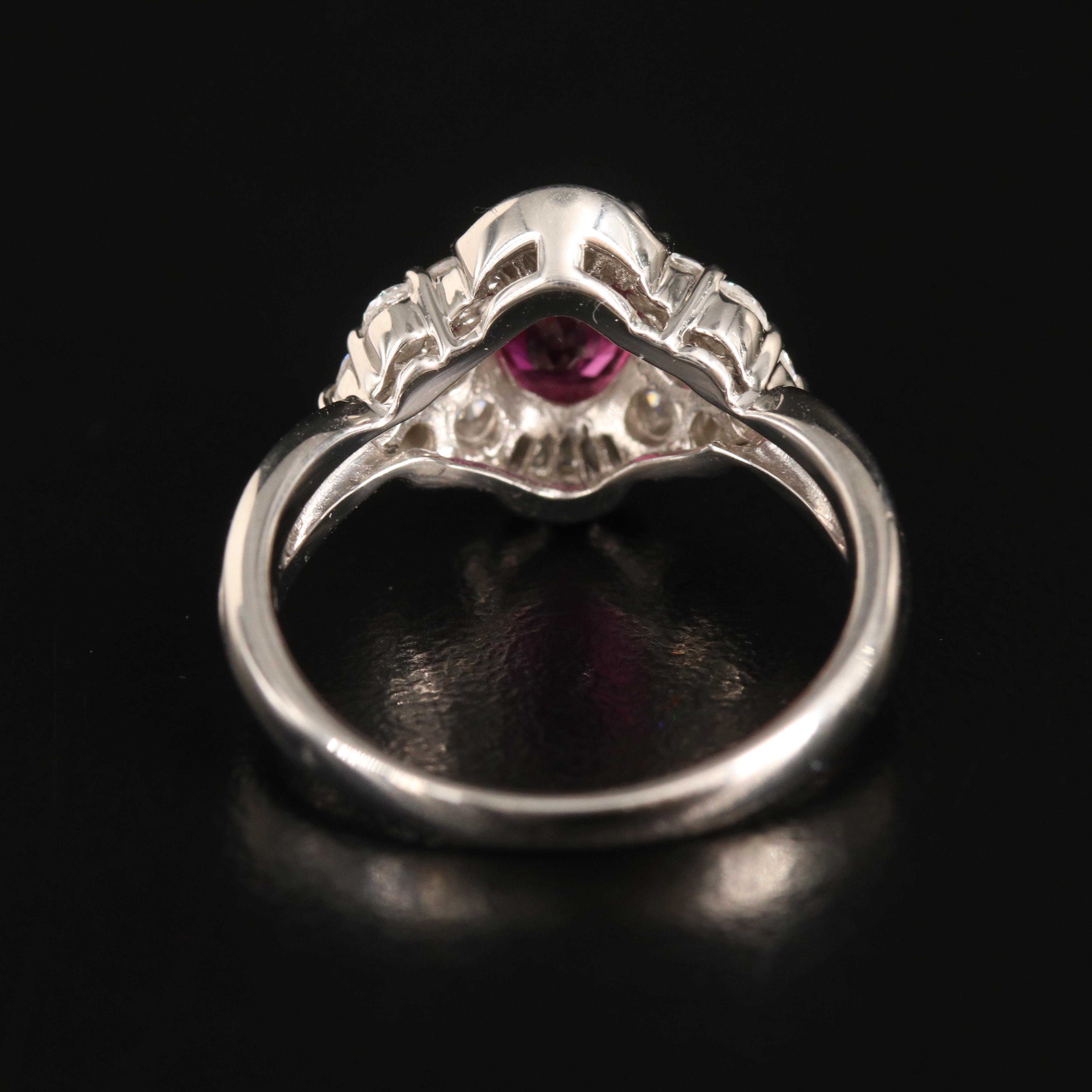 Platinum 1.09 CT Thai Ruby and Diamond Ring with GIA Report