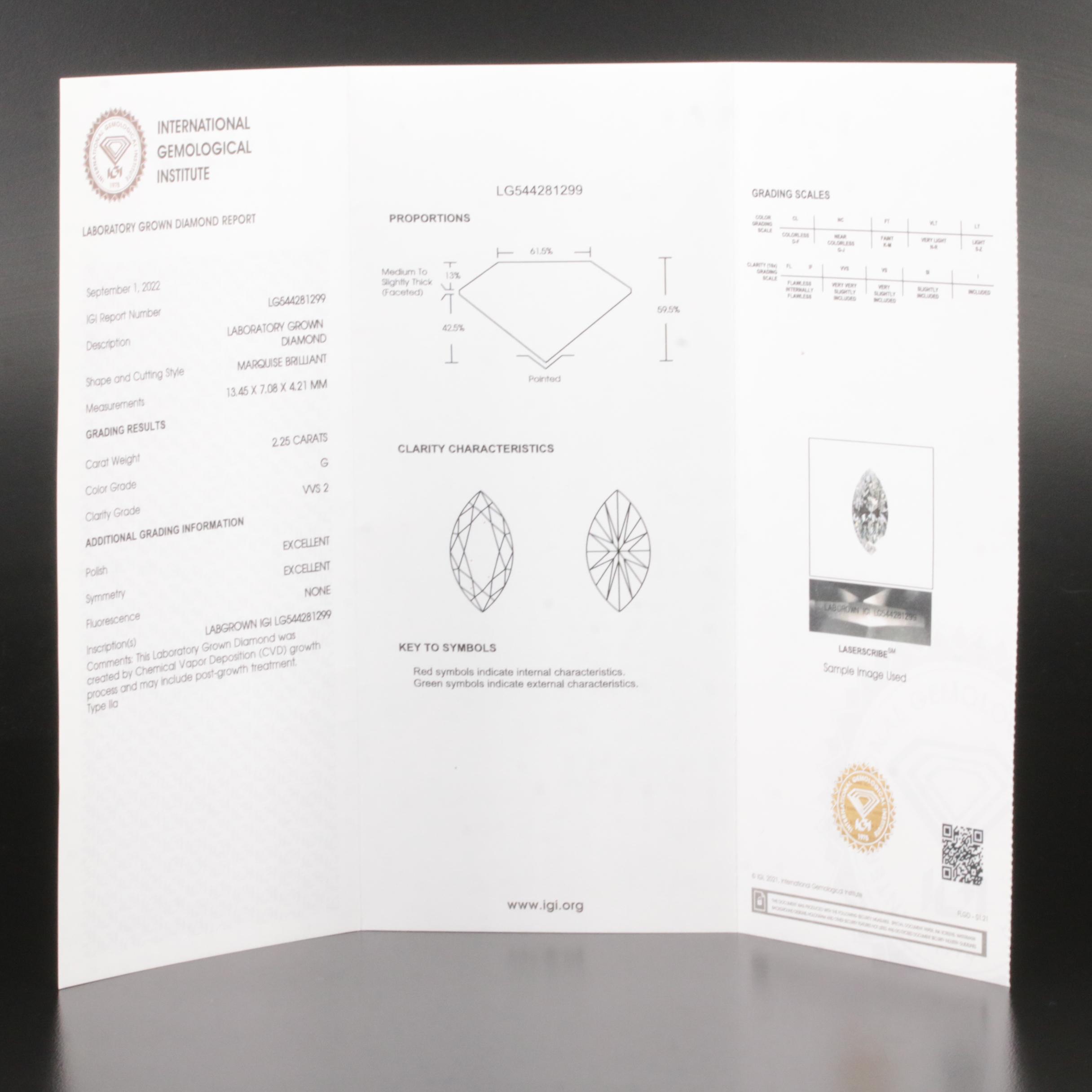 Loose 2.25 CT Lab Grown Diamond with IGI Report