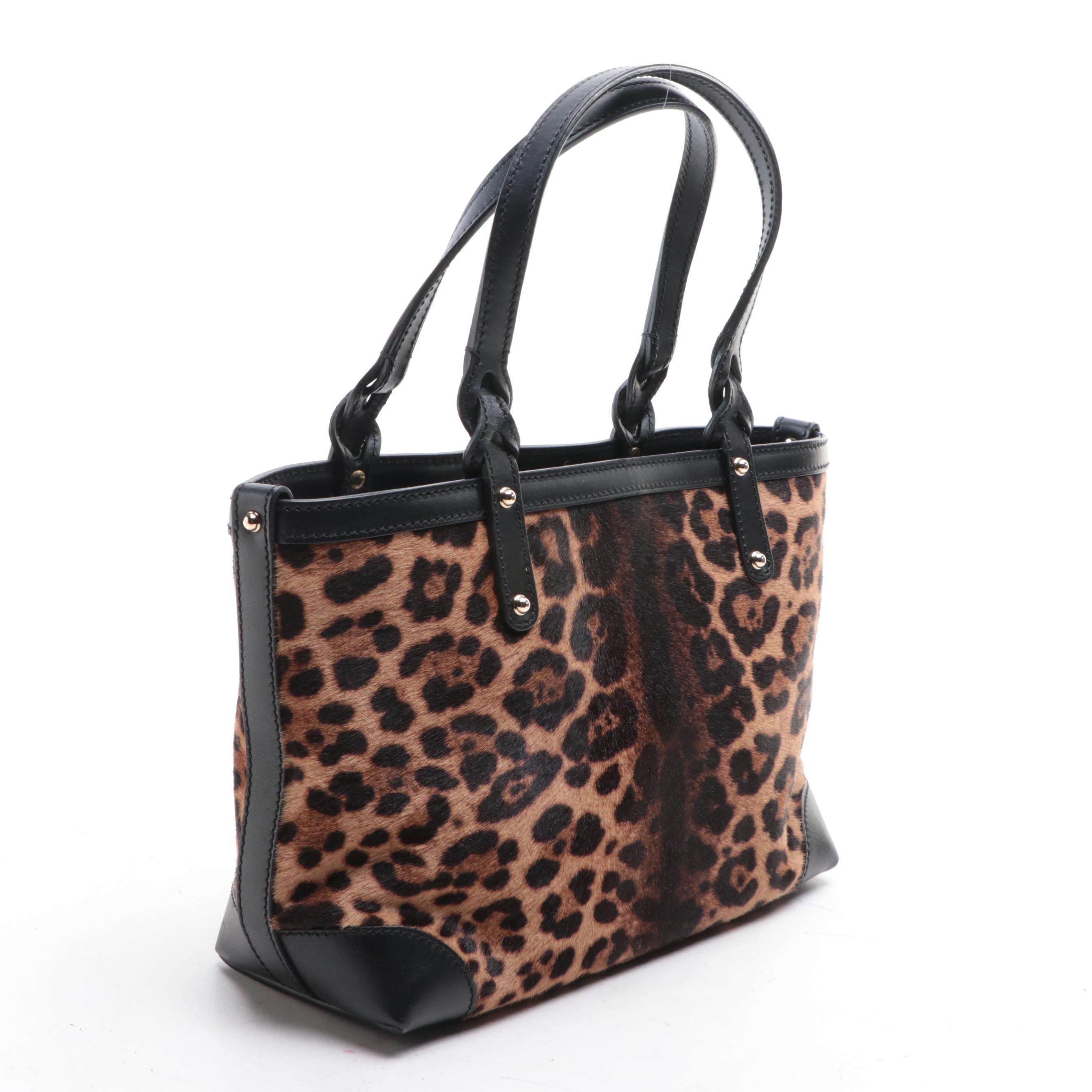Gucci Leopard Print Calf Hair Tote