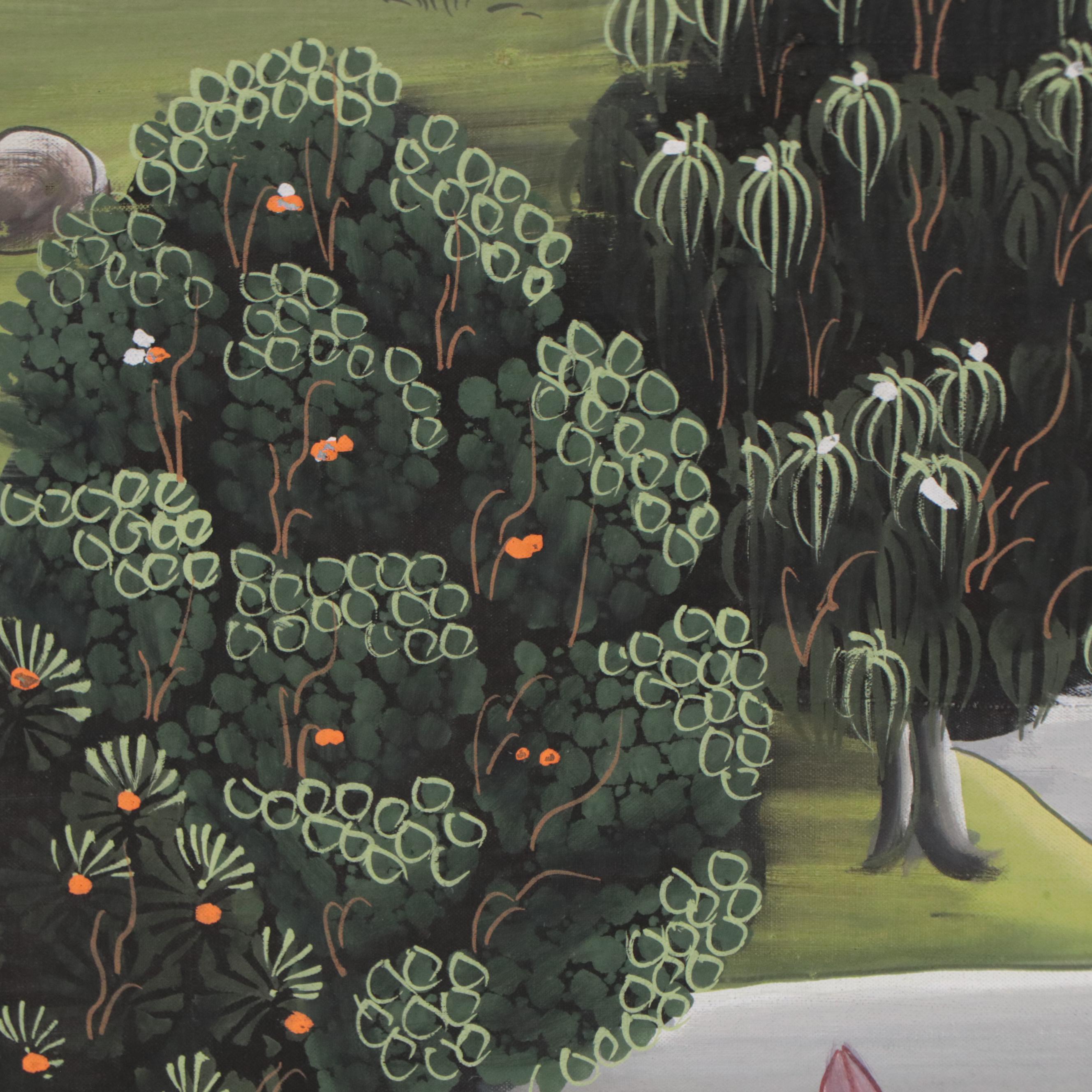 Indian Rajput Gouache Painting of Krishna and Radha