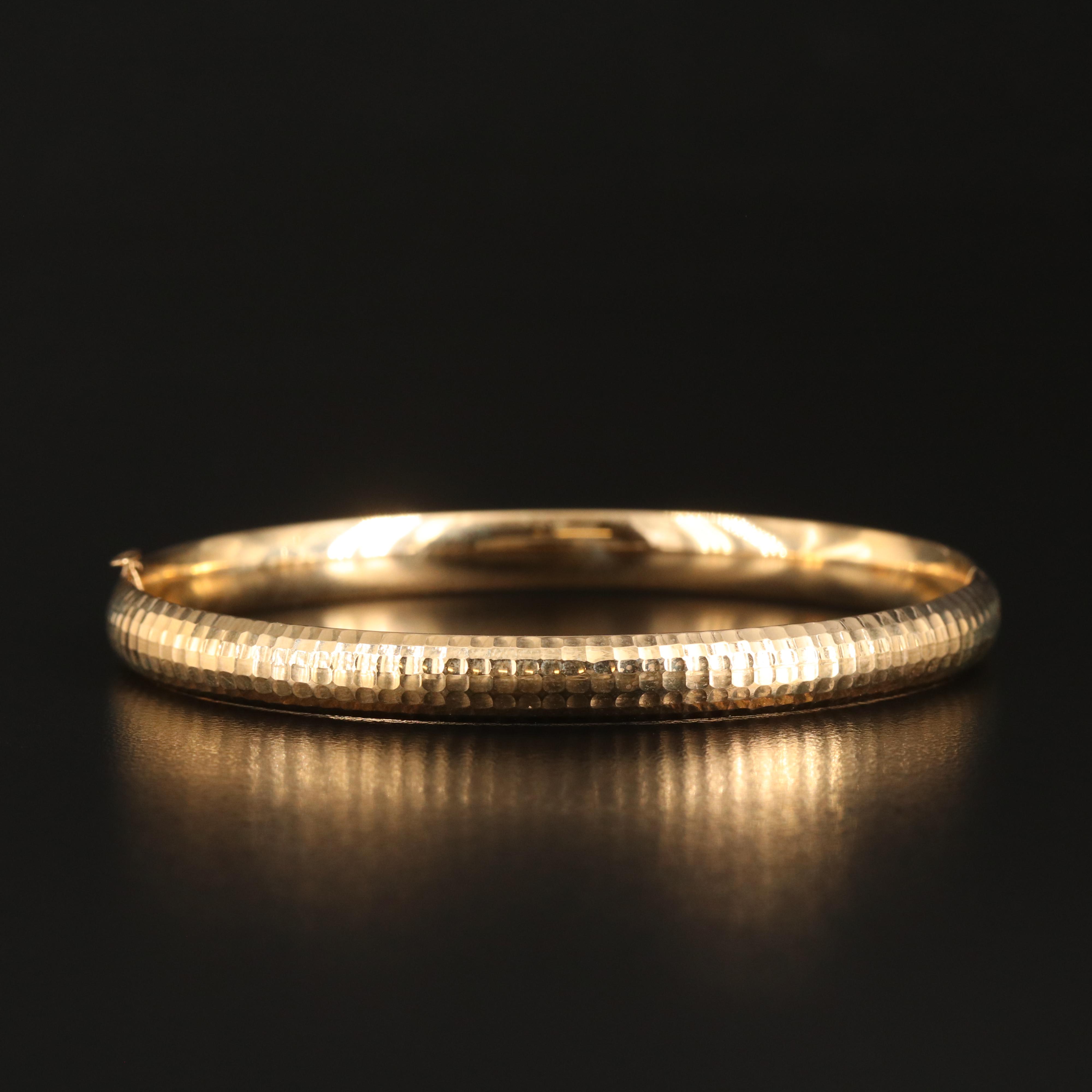 14K Faceted Hinged Bangle