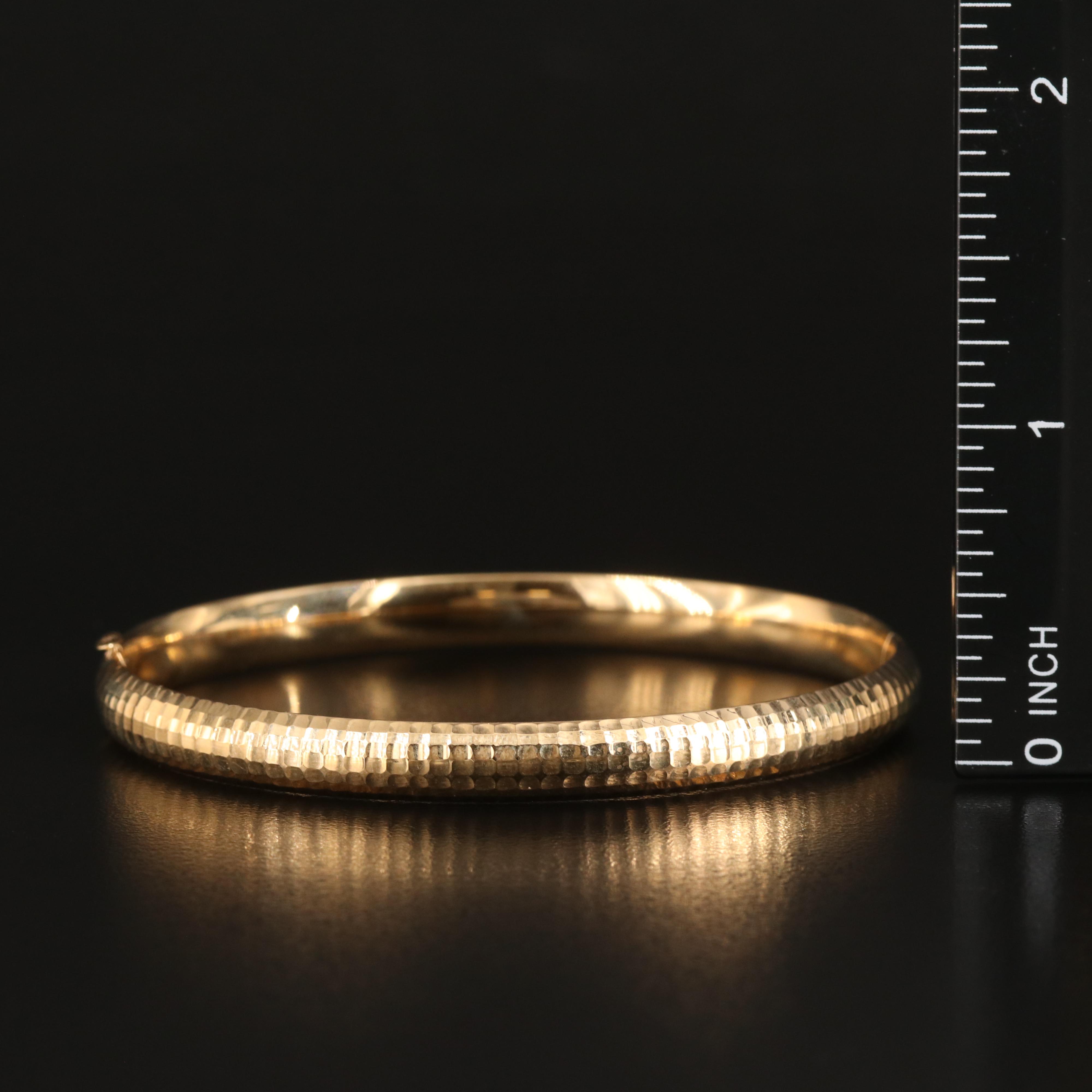 14K Faceted Hinged Bangle