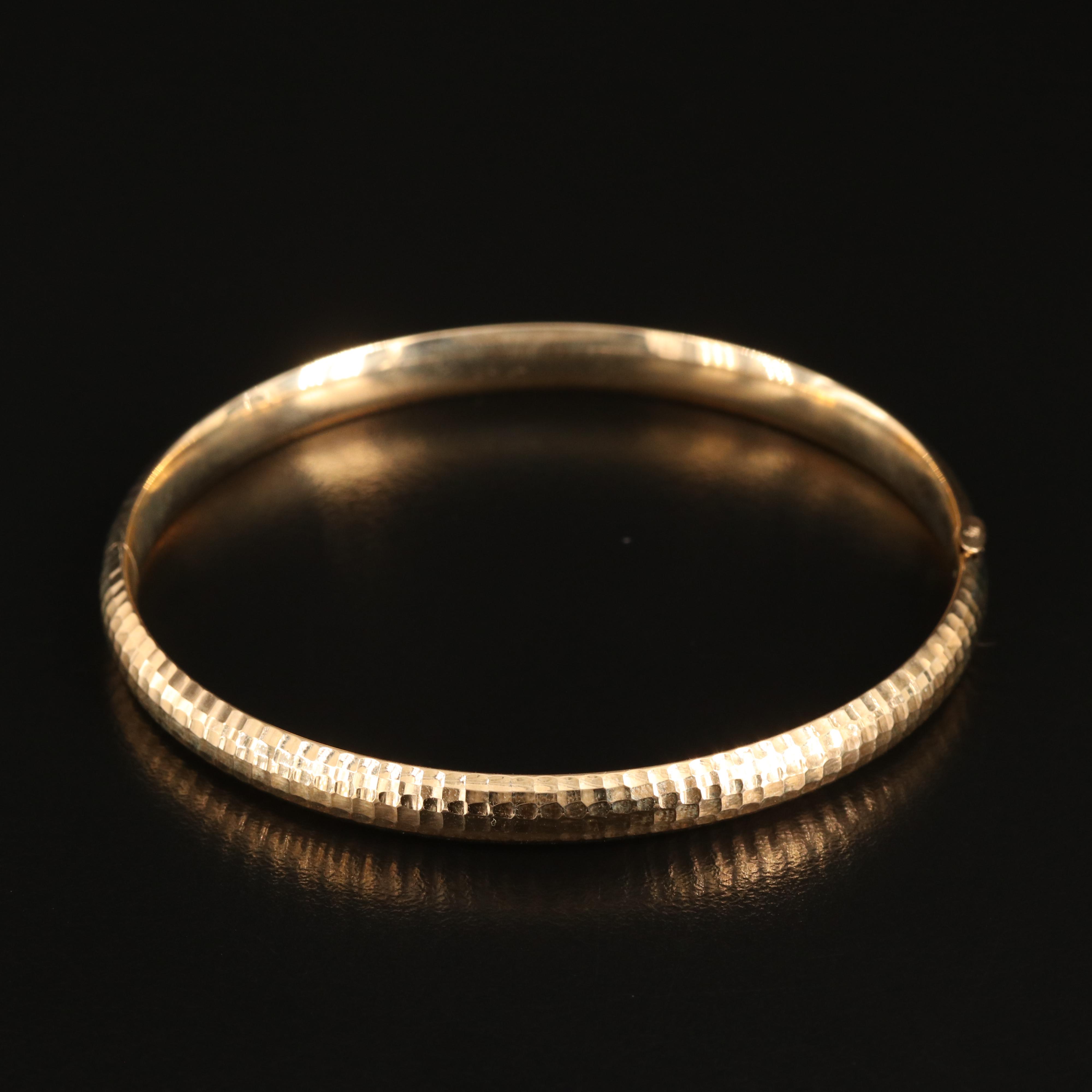 14K Faceted Hinged Bangle