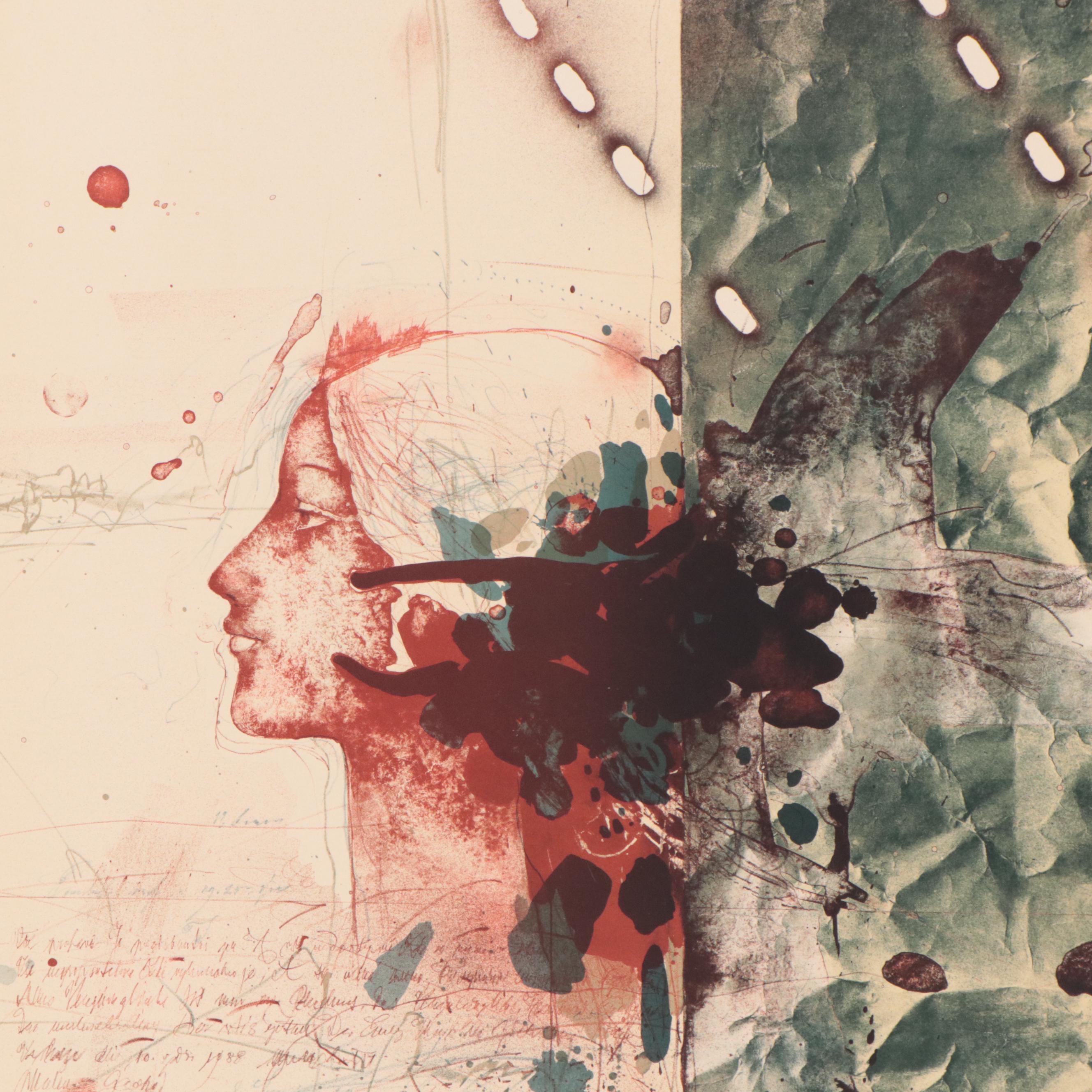 Vladimir Suchánek Surreal Lithograph, Circa 1988