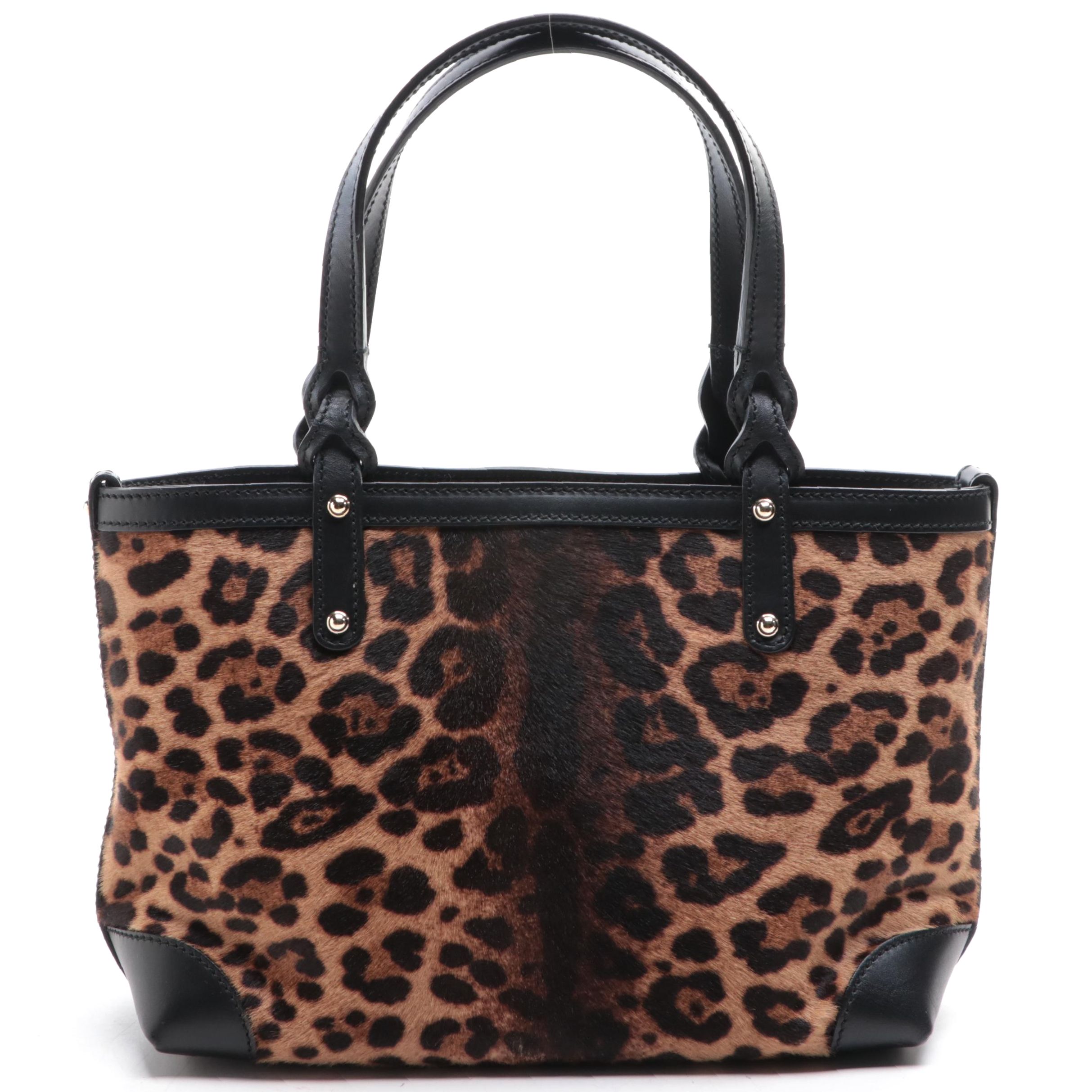 Gucci Leopard Print Calf Hair Tote