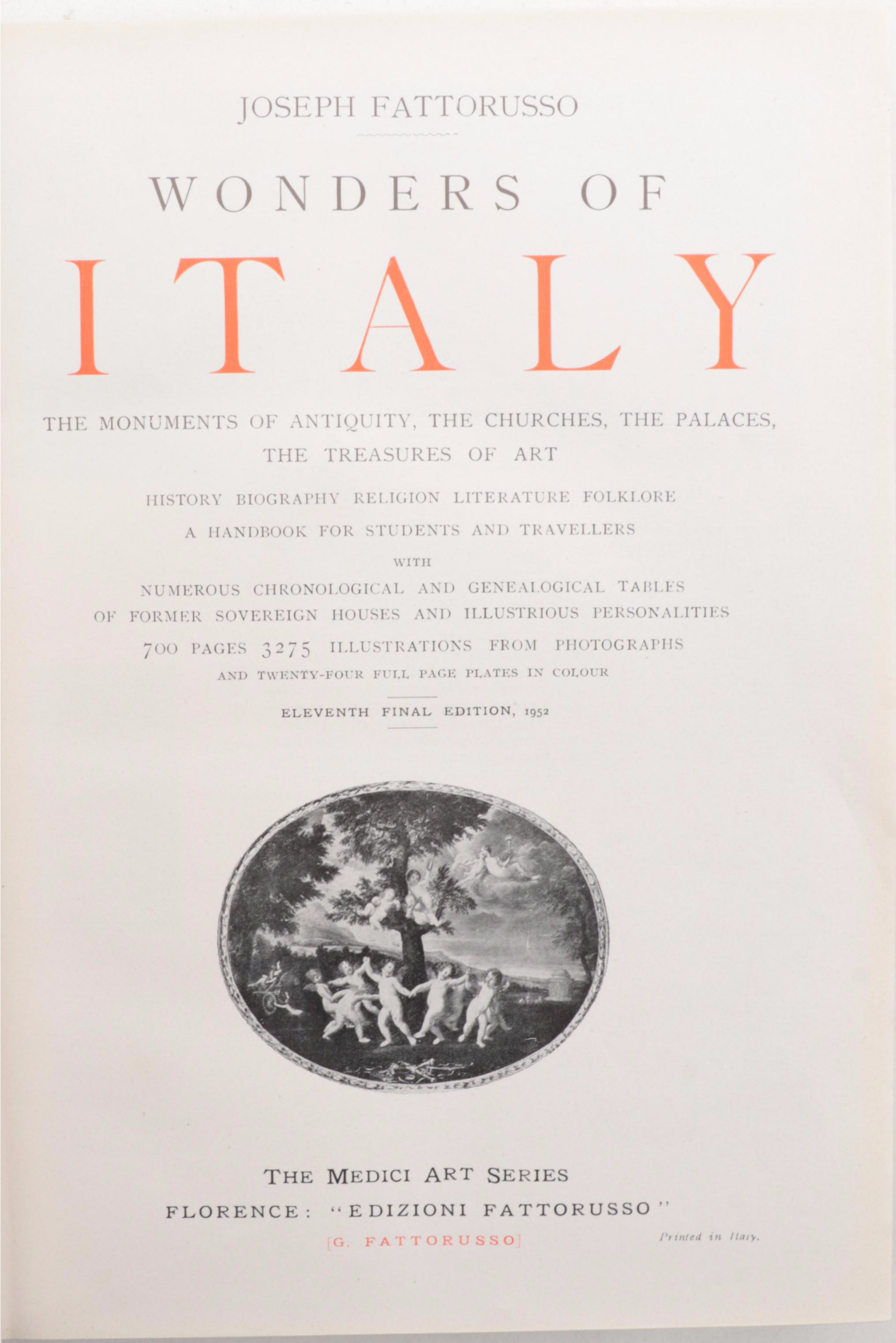 Eleventh Final Edition "Wonders of Italy" by Joseph Fattorusso with Other Books