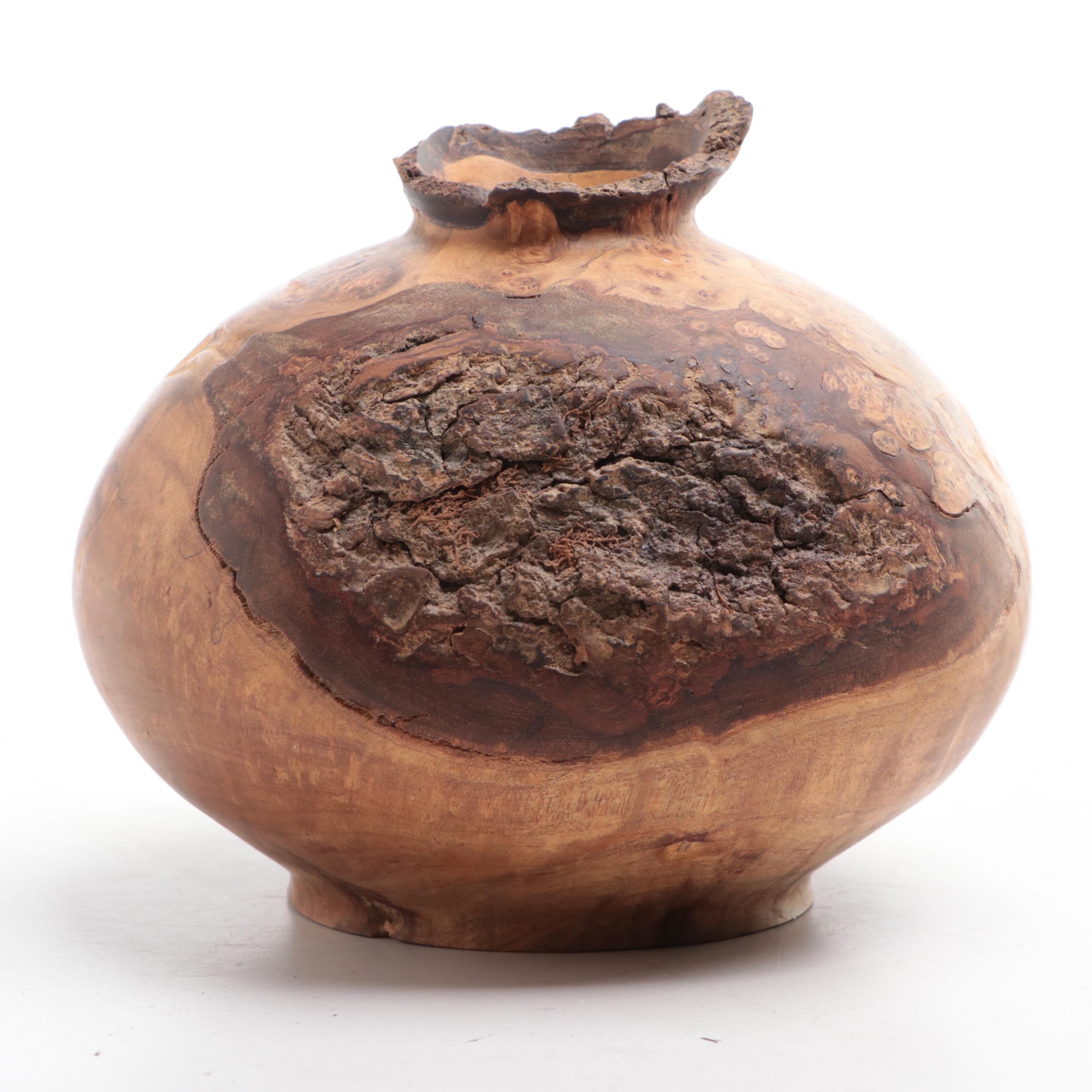 Knud Øland Hand-Turned and Carved Wood Vessel, 1991