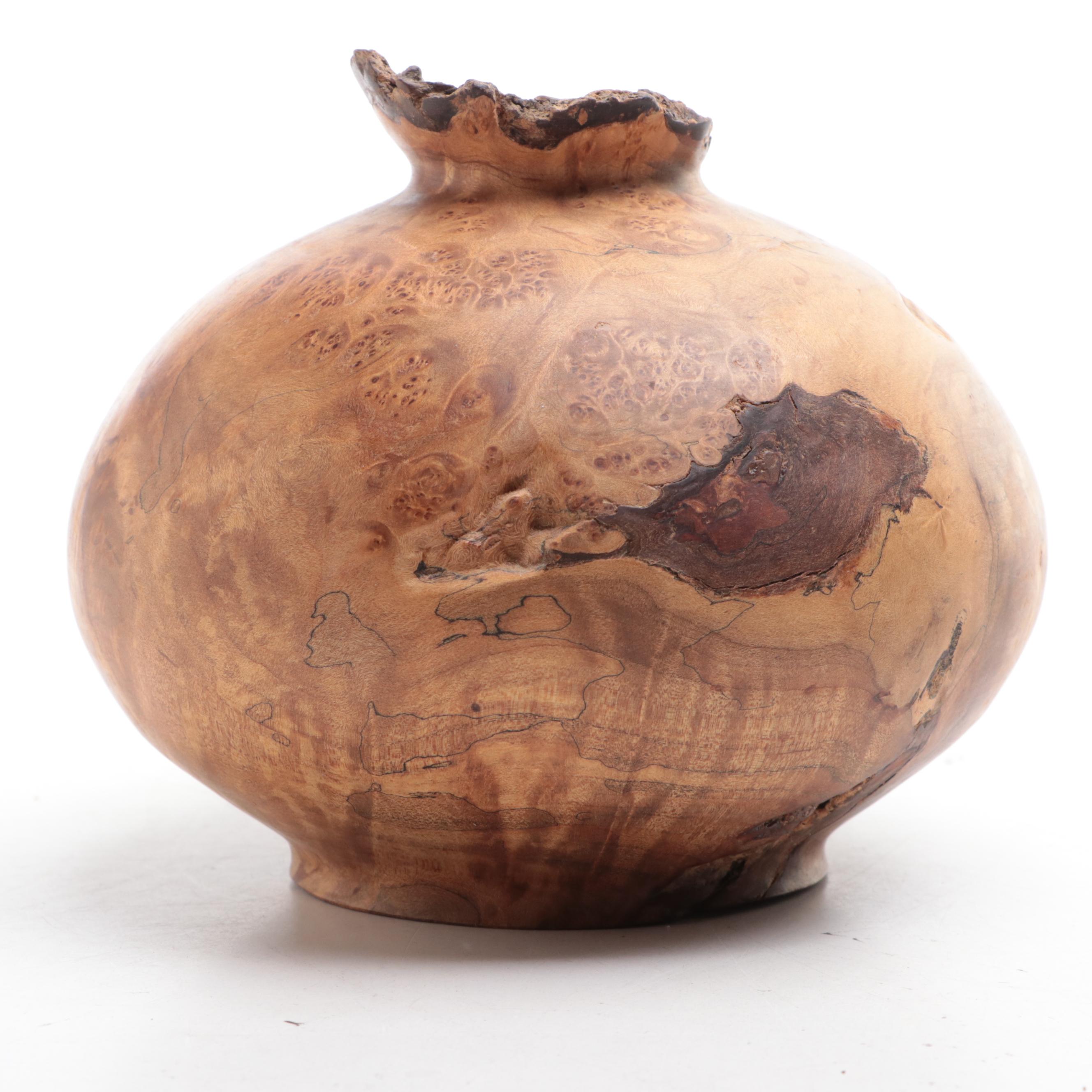Knud Øland Hand-Turned and Carved Wood Vessel, 1991