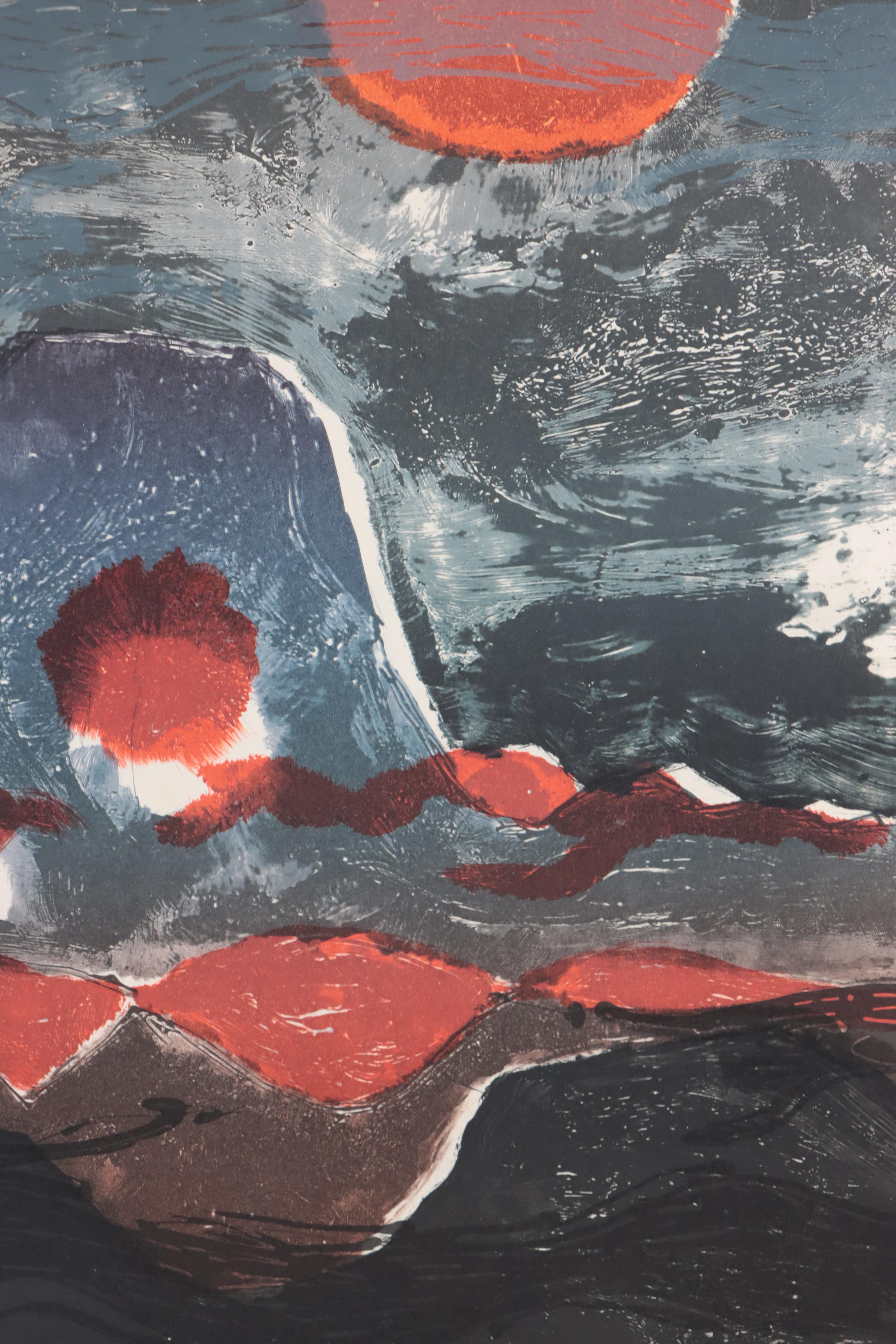 Dominik Rebhan Lithograph "Bewegte Landschaft," 1963