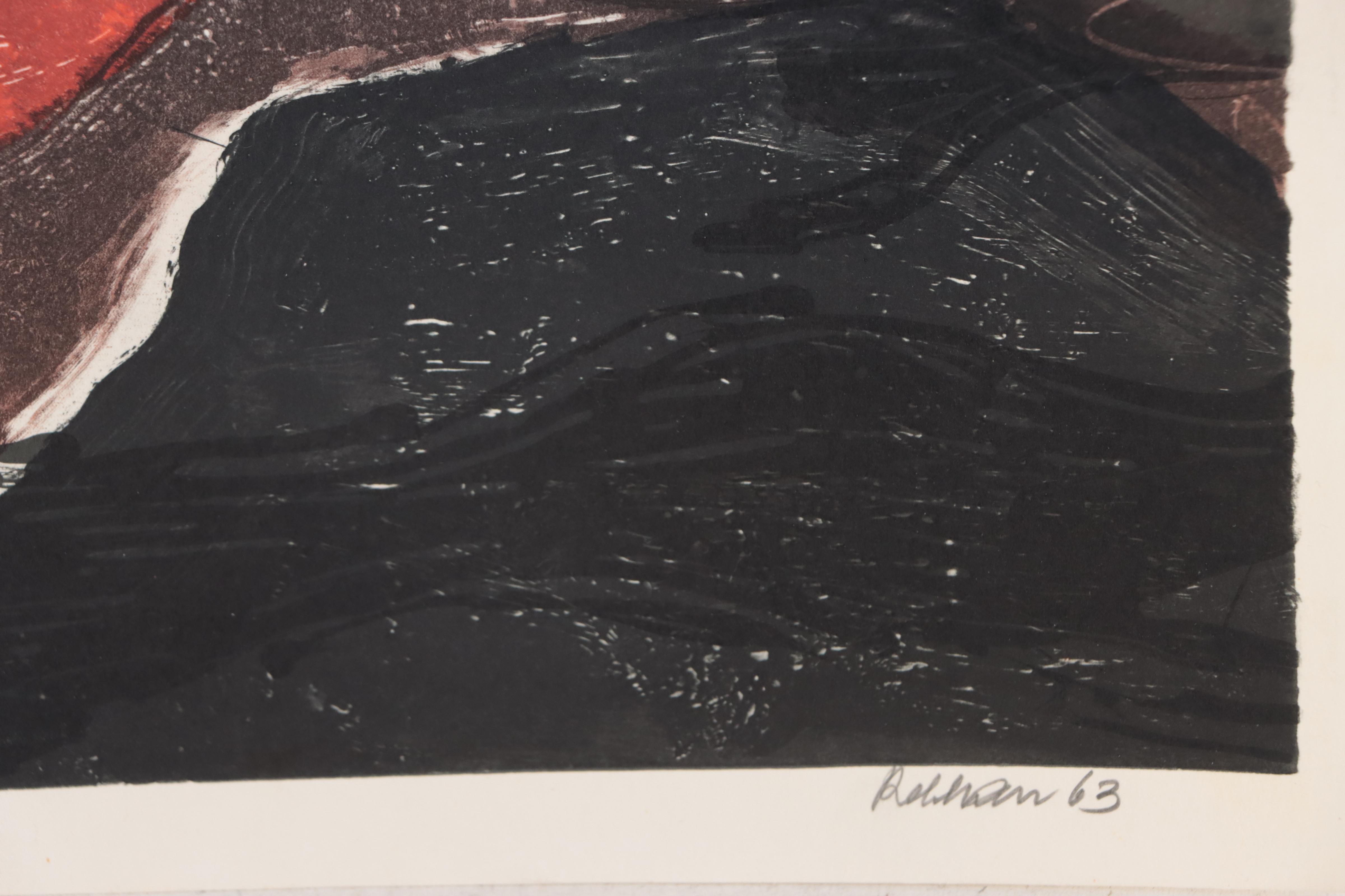 Dominik Rebhan Lithograph "Bewegte Landschaft," 1963
