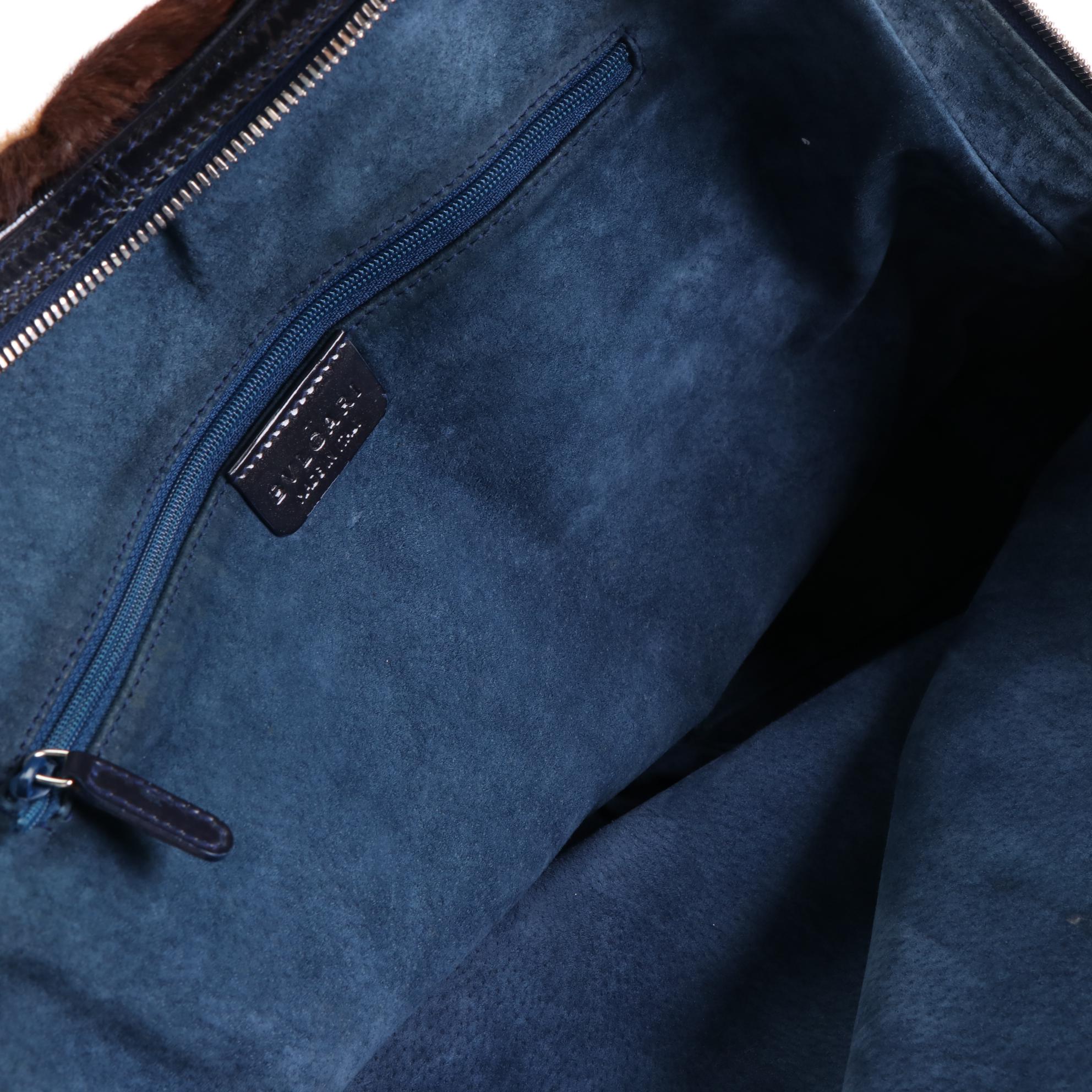 BVLGARI Shoulder Bag in Giraffe Print Calf Hair with Patent Leather Trim