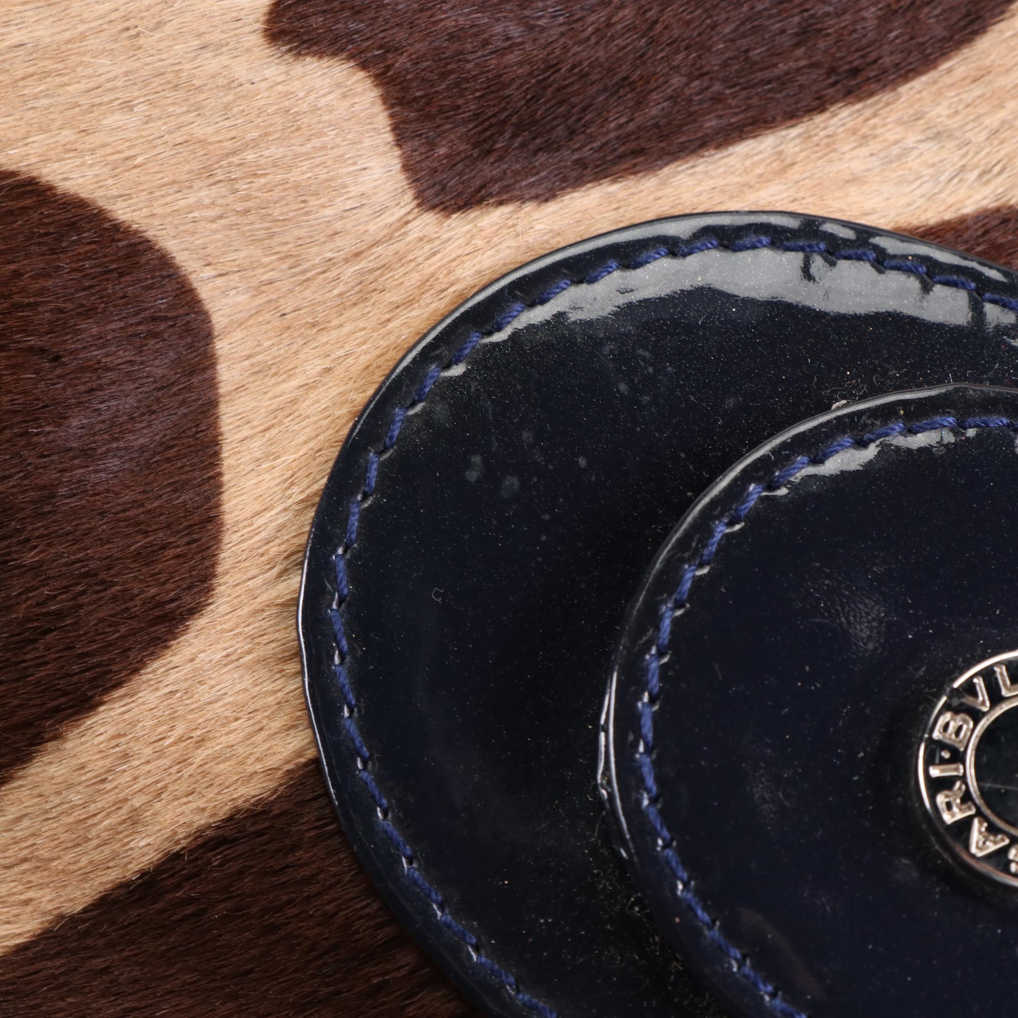 BVLGARI Shoulder Bag in Giraffe Print Calf Hair with Patent Leather Trim