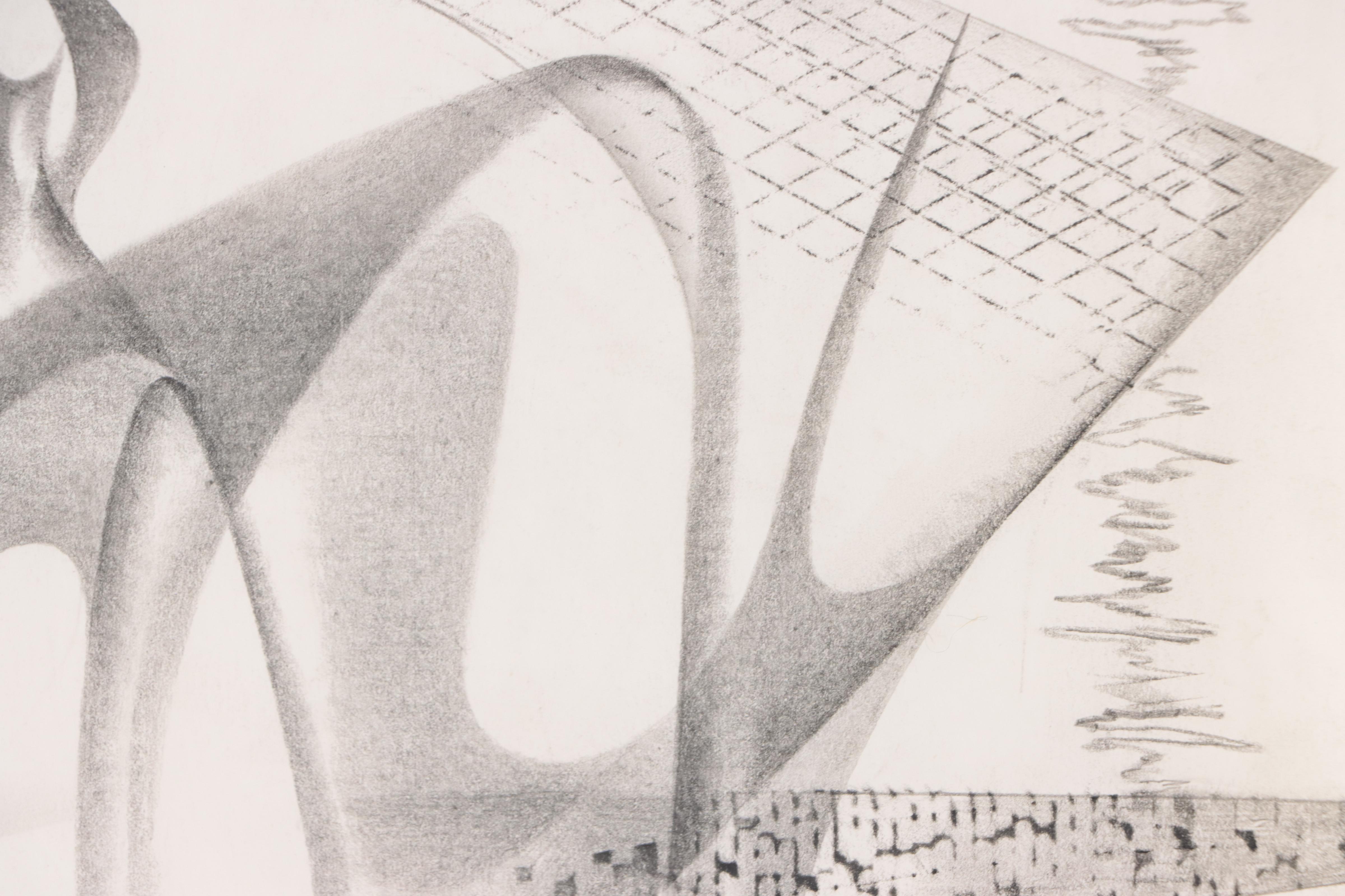 Medard Klein Non-objective Graphite Drawing "Loose Swirls"