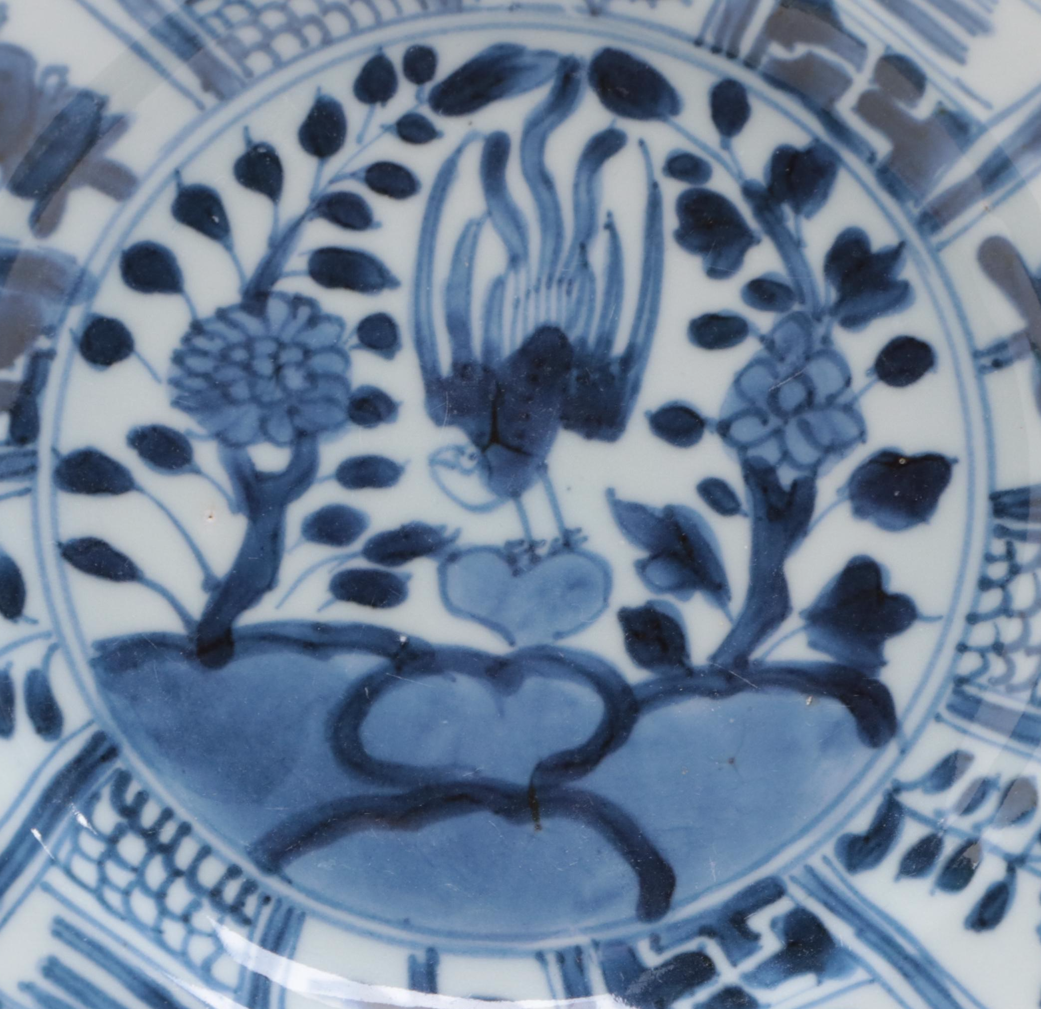 Chinese Kraak Style Porcelain Plates, 17th or 18th Century