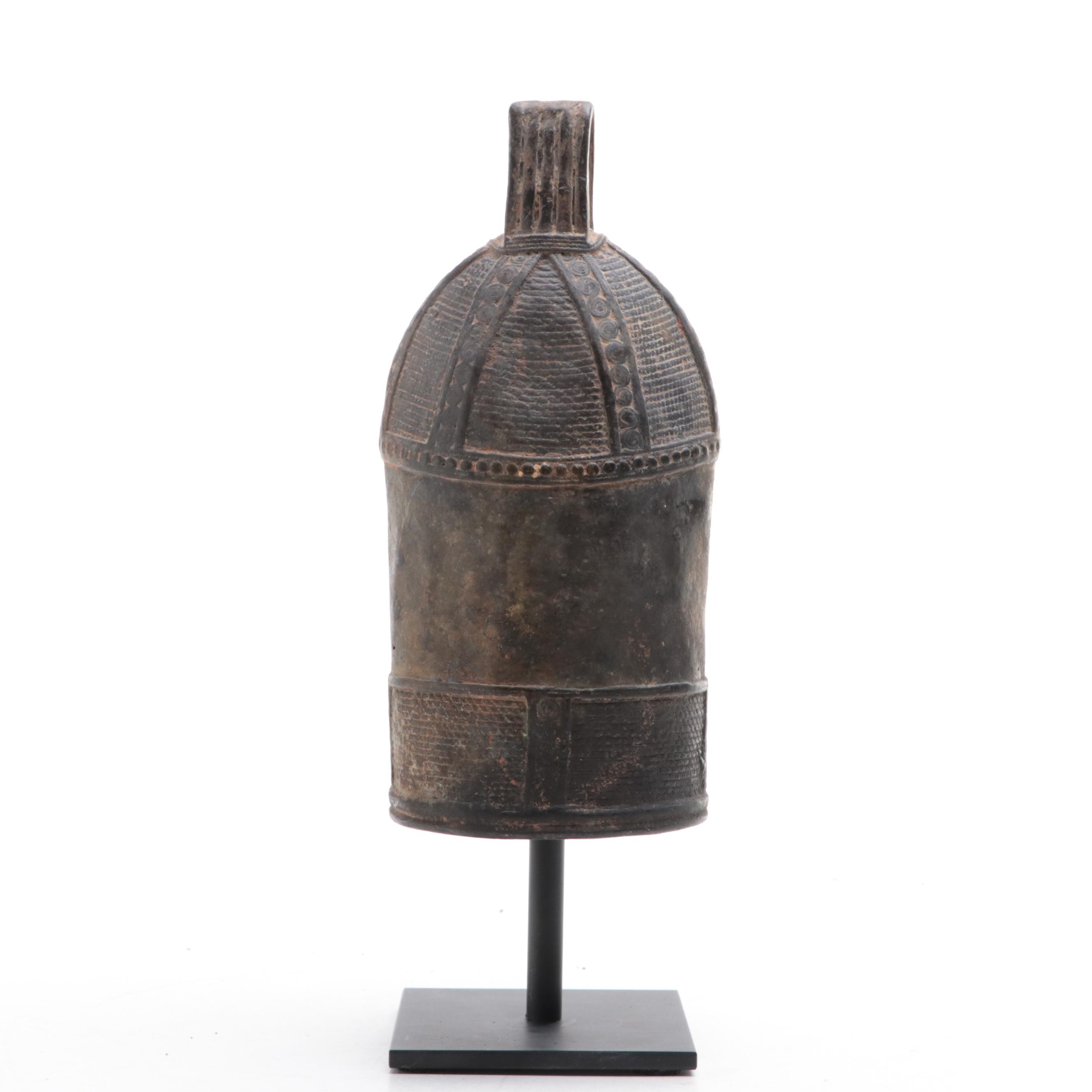 Yoruba (Nigeria) Cast Bronze Bell, Mid-20th Century