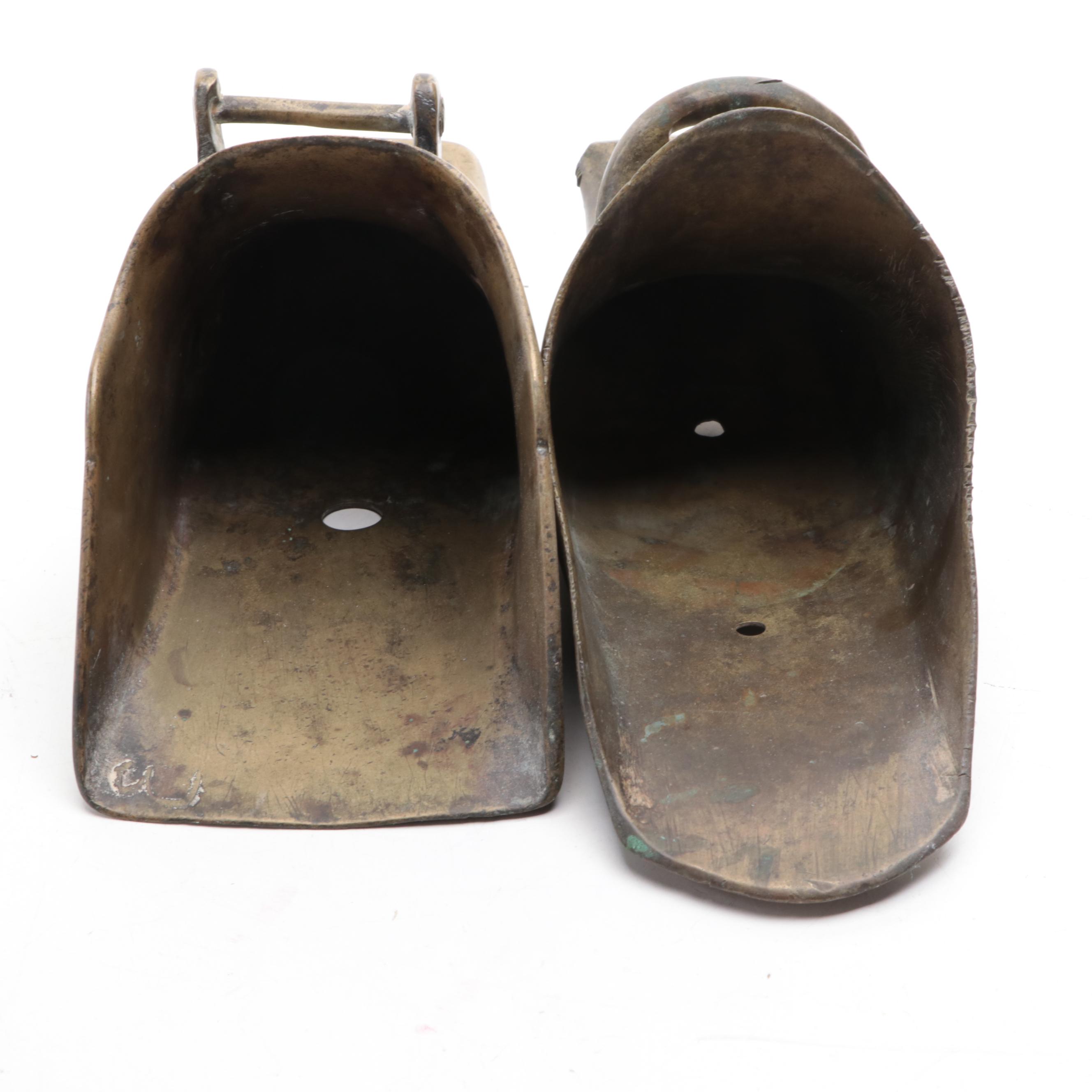 Two Spanish Colonial Cast Brass Stirrups, 17th-19th Century