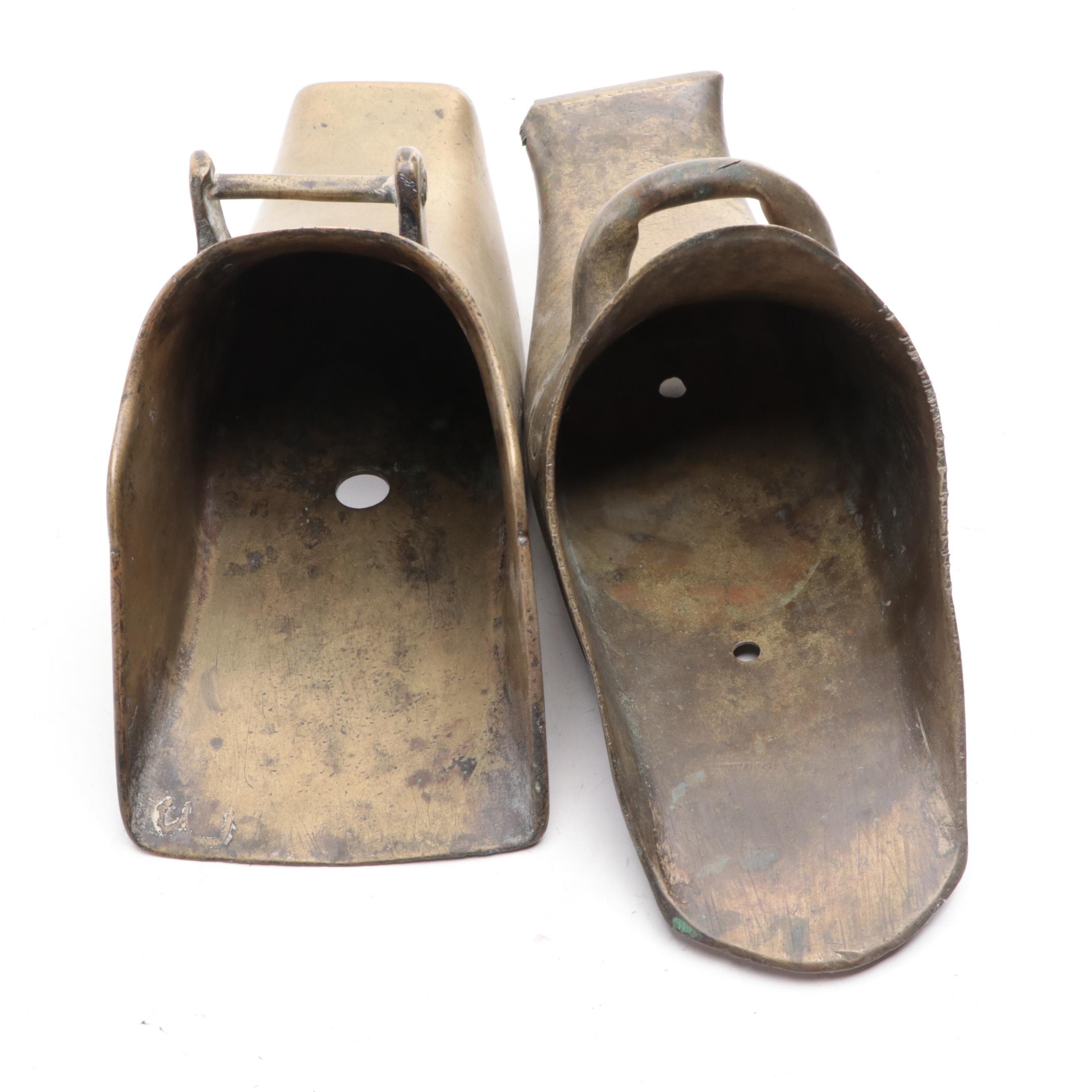 Two Spanish Colonial Cast Brass Stirrups, 17th-19th Century