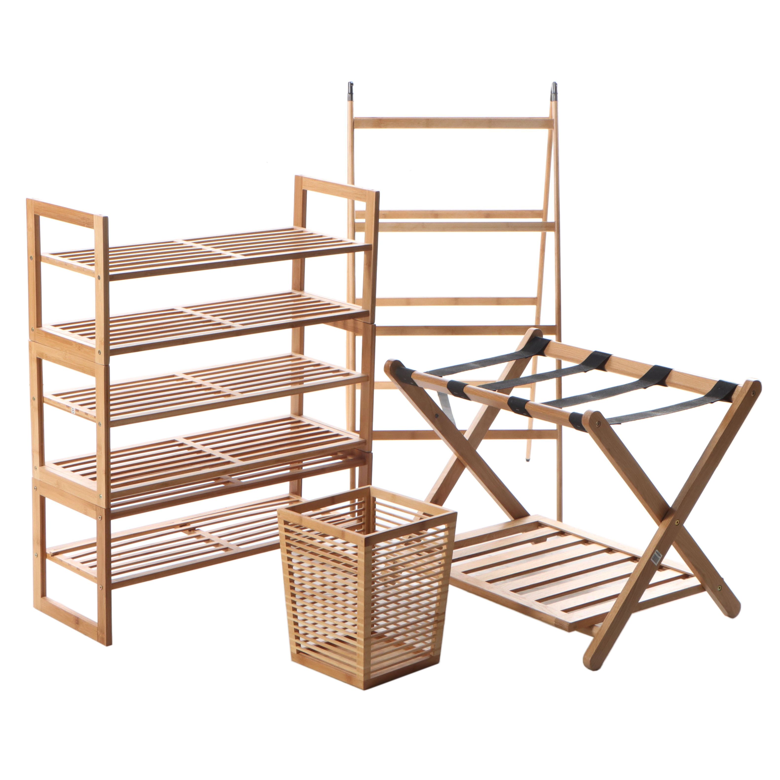 Four Pieces of Storage Furniture in Bamboo and Oak, Including MAGUS