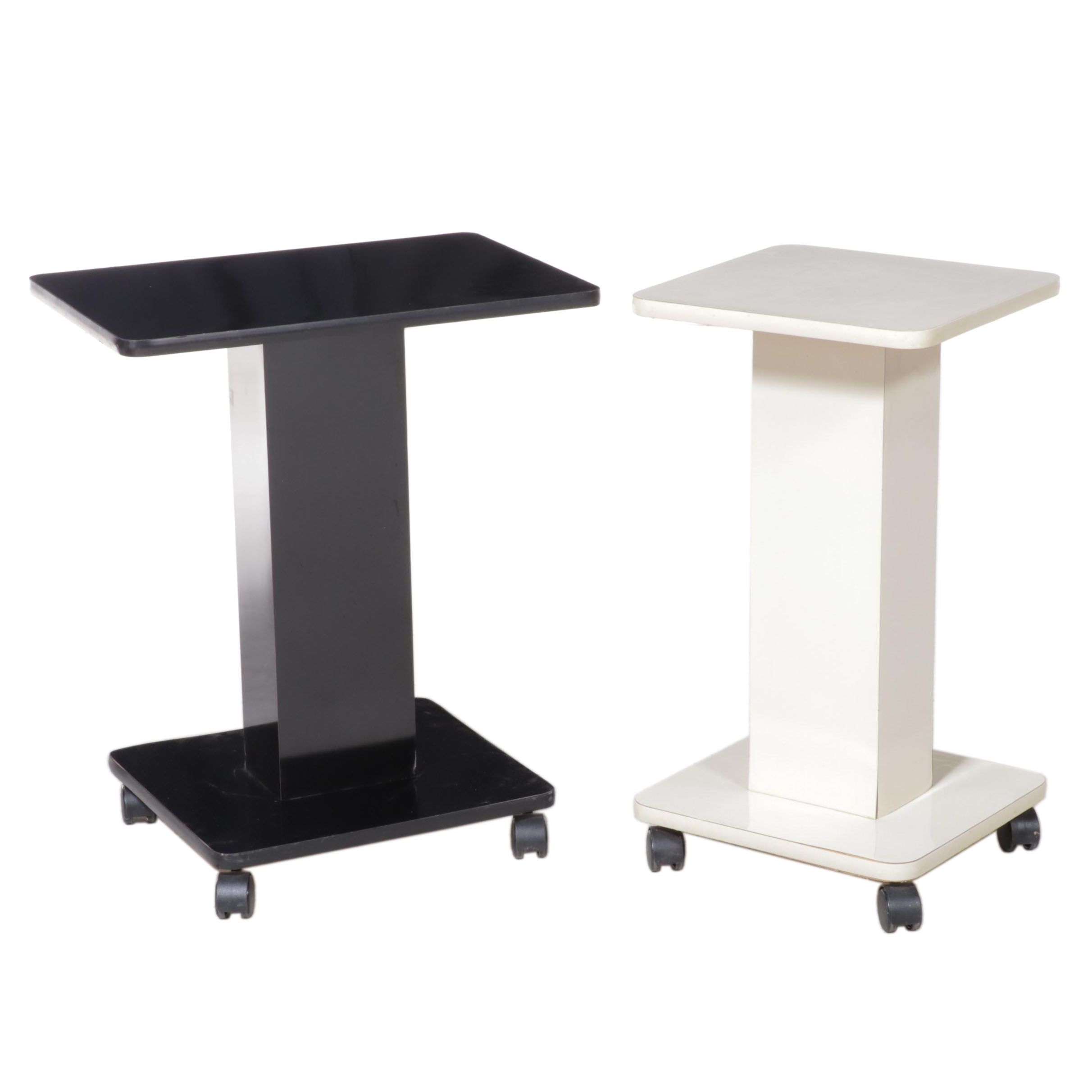 Two Laminate Rolling Pedestals, Late 20th Century