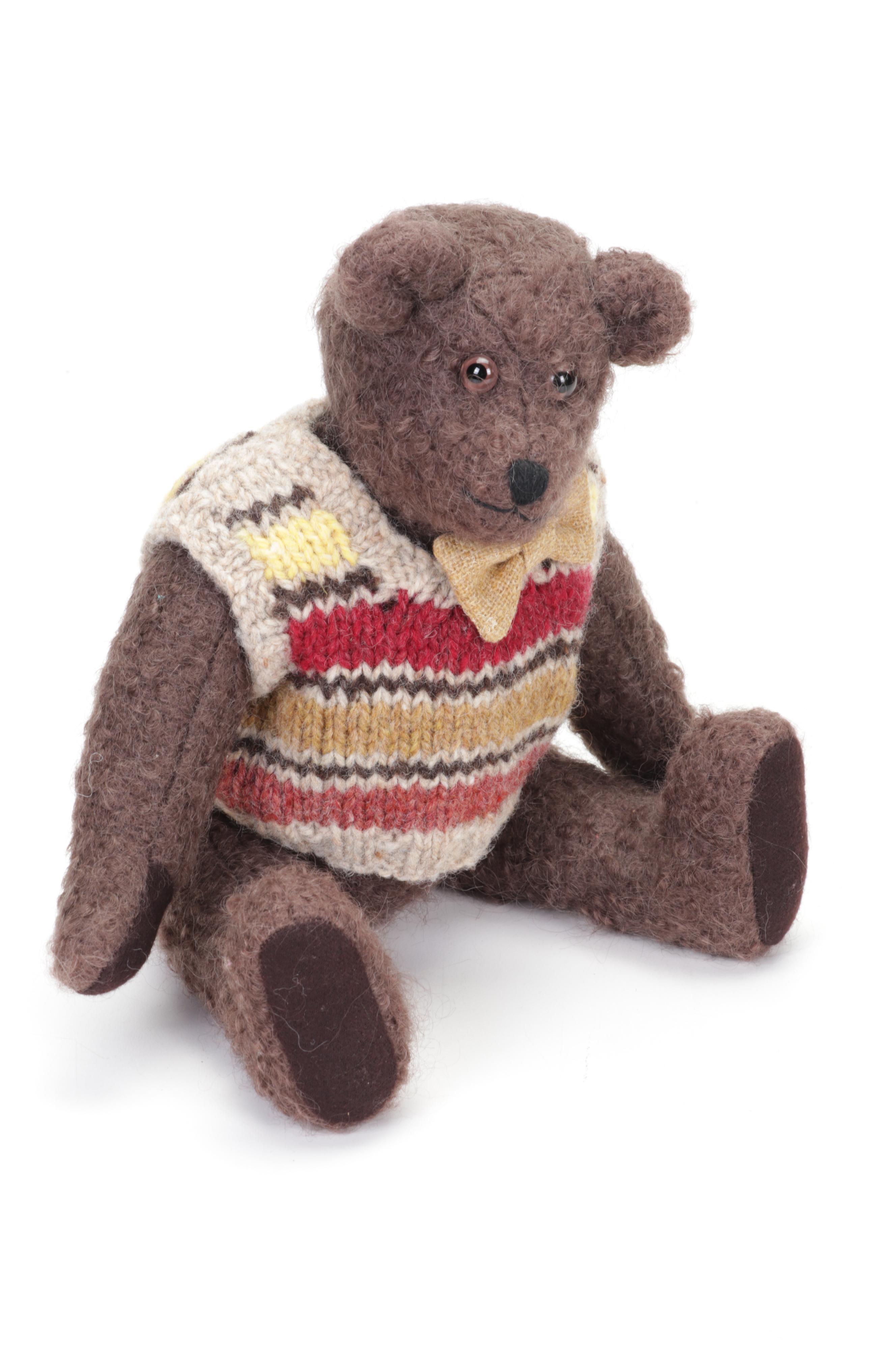 Chris Lang "Marshall Bear" & "Bailey Bear" Hand Pulled Wool Jointed Teddy Bears