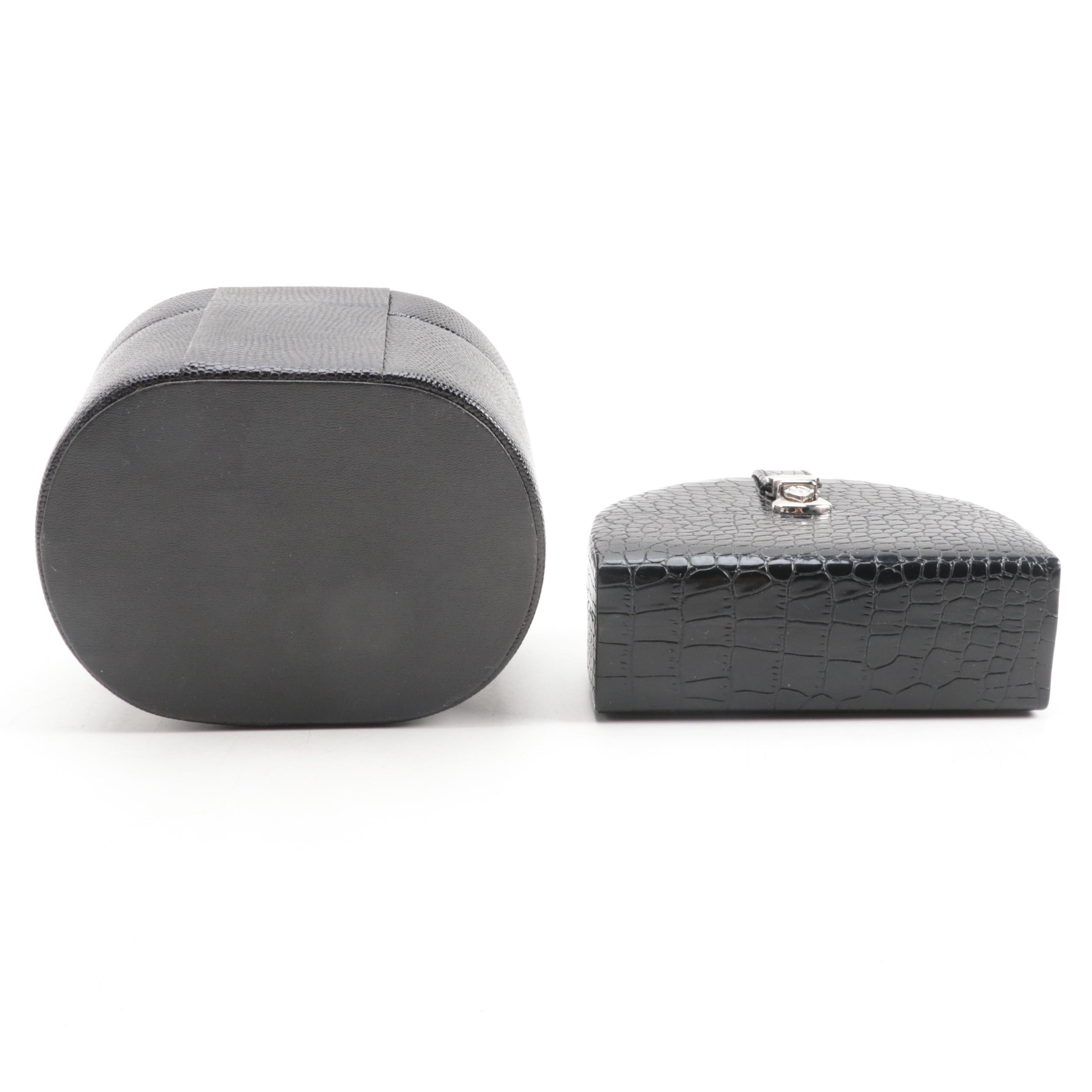 Alten International and Collectives Black Bonded Leather Travel Jewelry Boxes