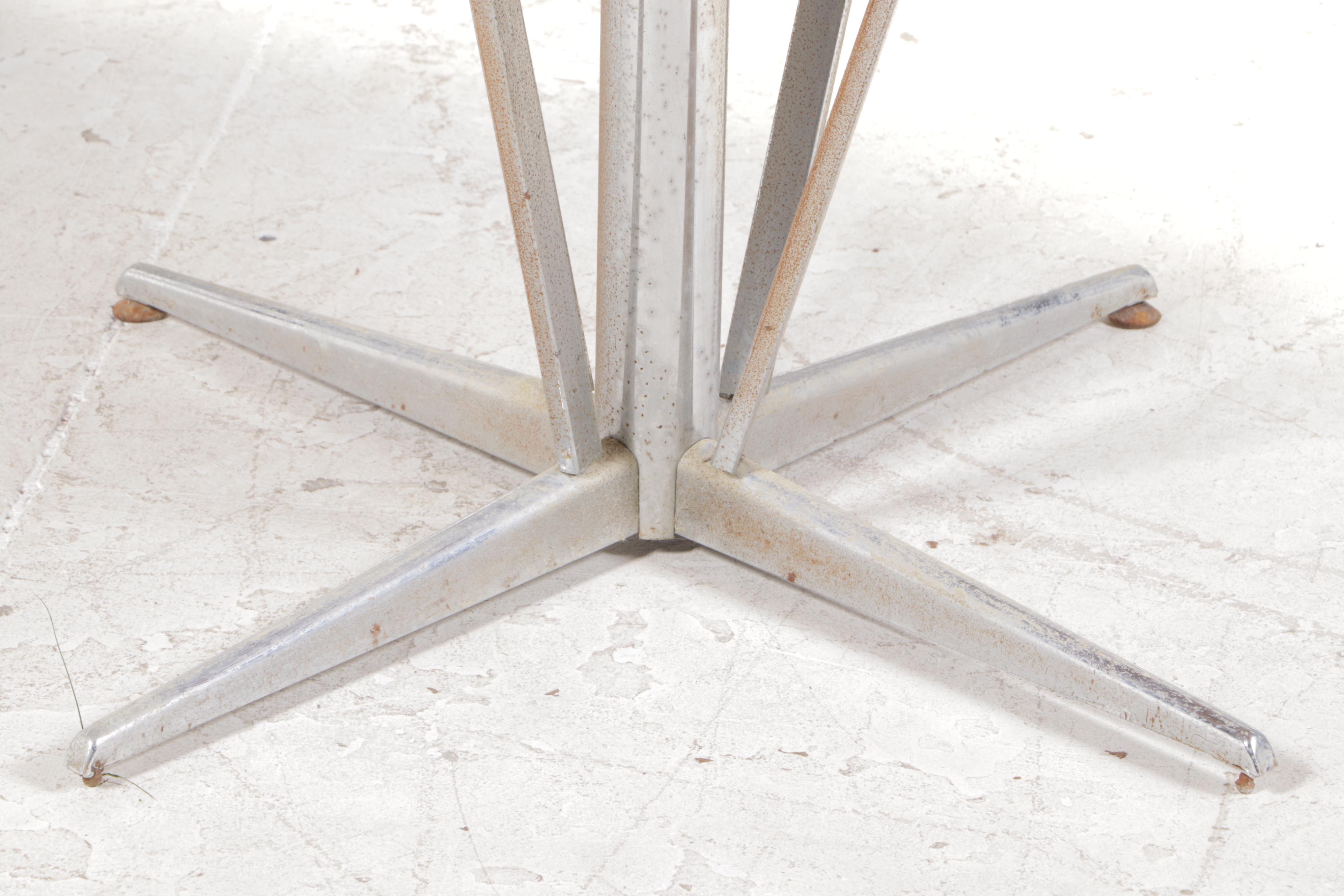 Mid Century Modern Laminate Top Chrome Base Dining Table, 1970s