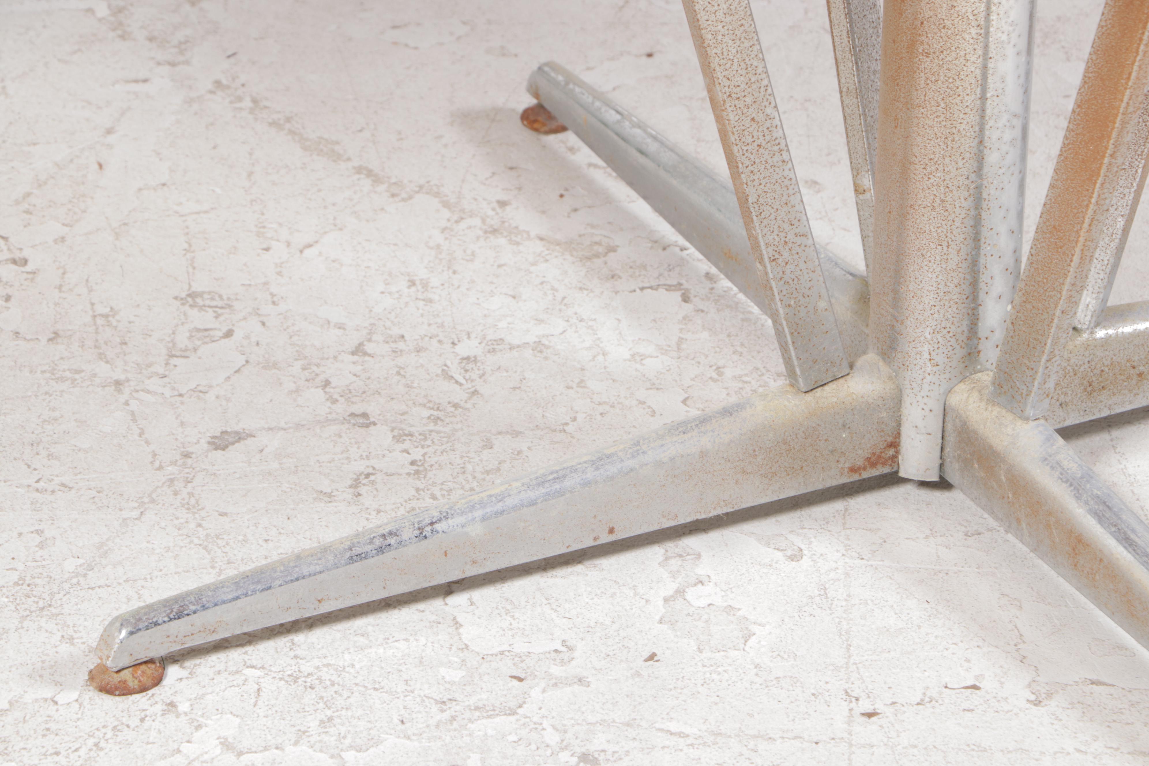 Mid Century Modern Laminate Top Chrome Base Dining Table, 1970s