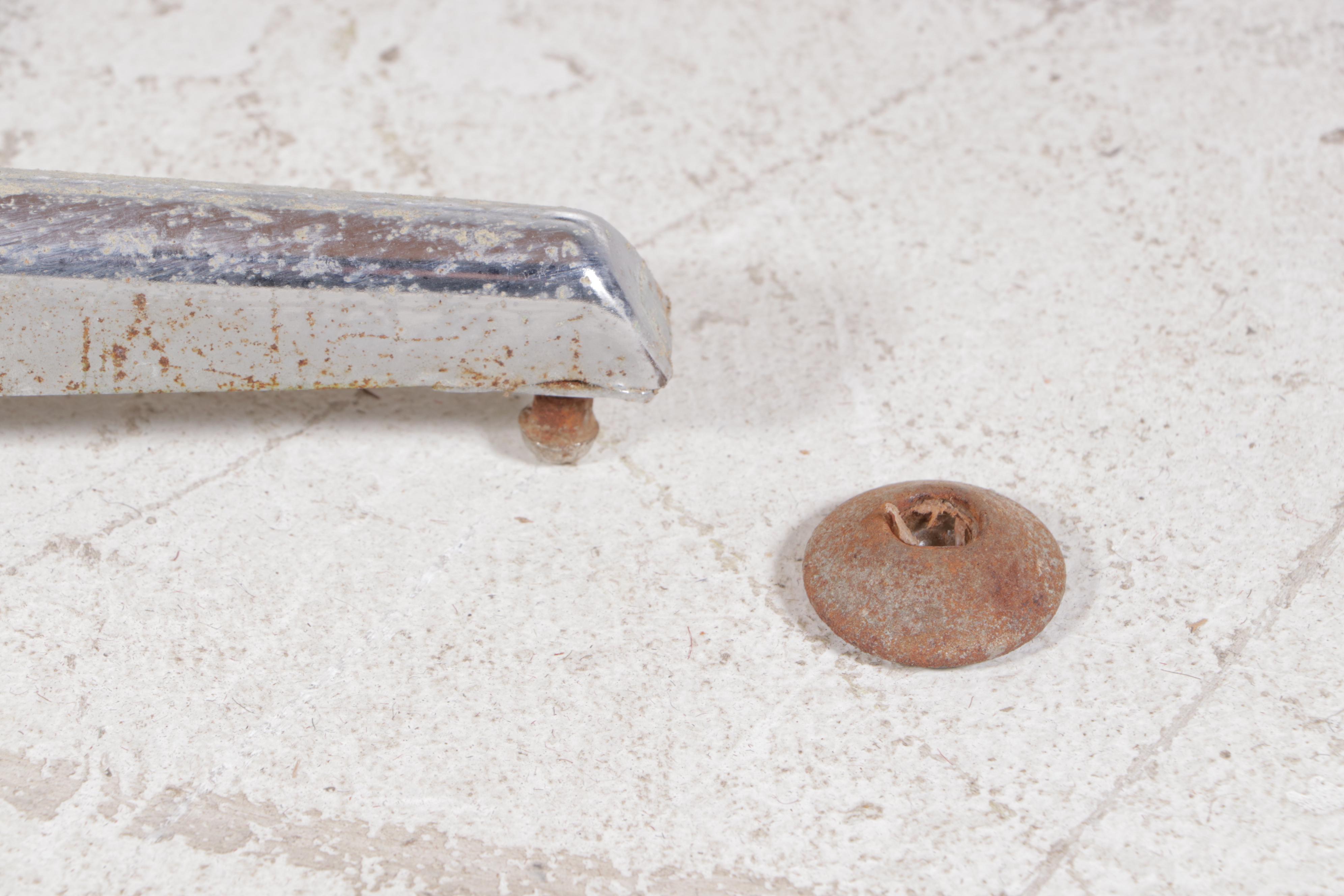 Mid Century Modern Laminate Top Chrome Base Dining Table, 1970s