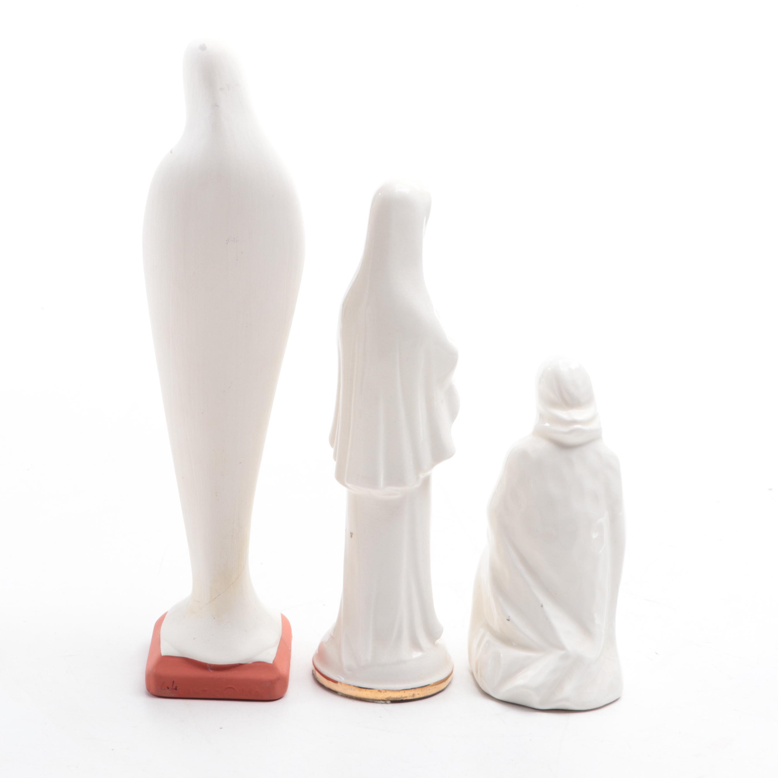 Southwestern Style and Other Ceramic Madonna Figurines, Mid to Late 20th Century