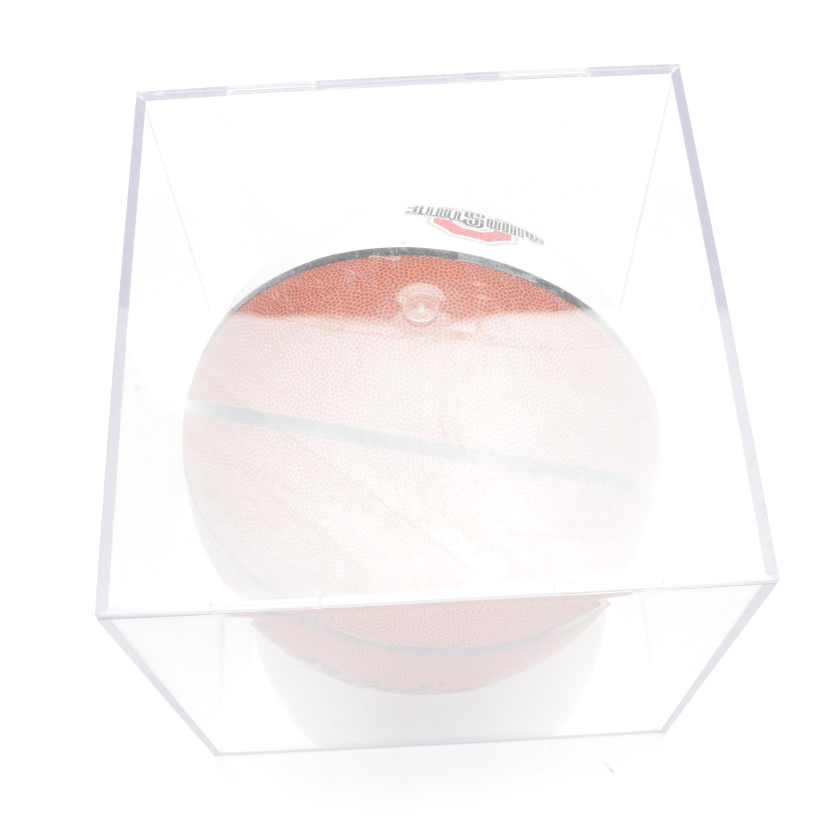 Thad Matta Signed Ohio State University Baden Basketball in Case