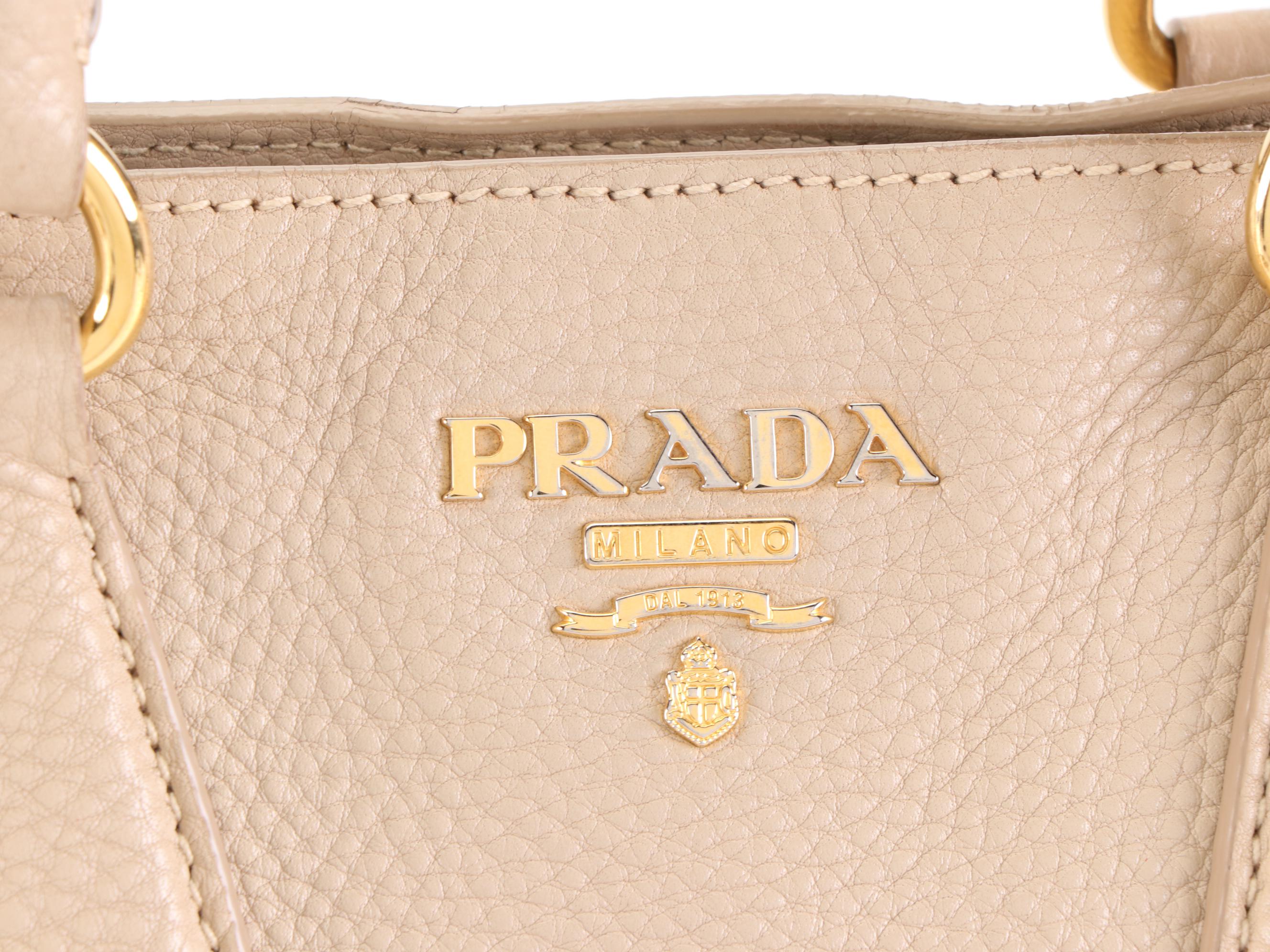 Prada Convertible Shopping Tote in Vitello Daino Leather with Shoulder Strap