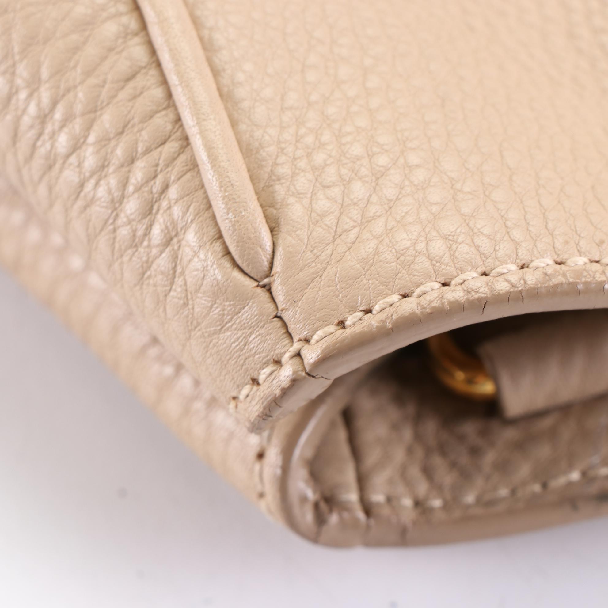 Prada Convertible Shopping Tote in Vitello Daino Leather with Shoulder Strap