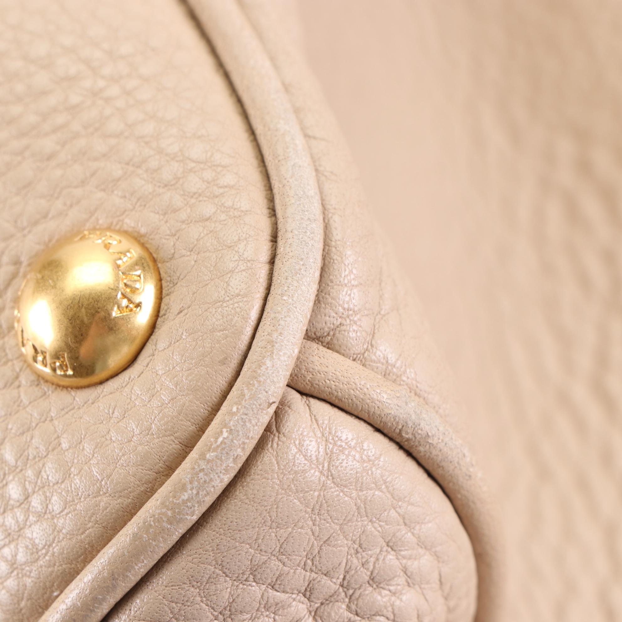 Prada Convertible Shopping Tote in Vitello Daino Leather with Shoulder Strap