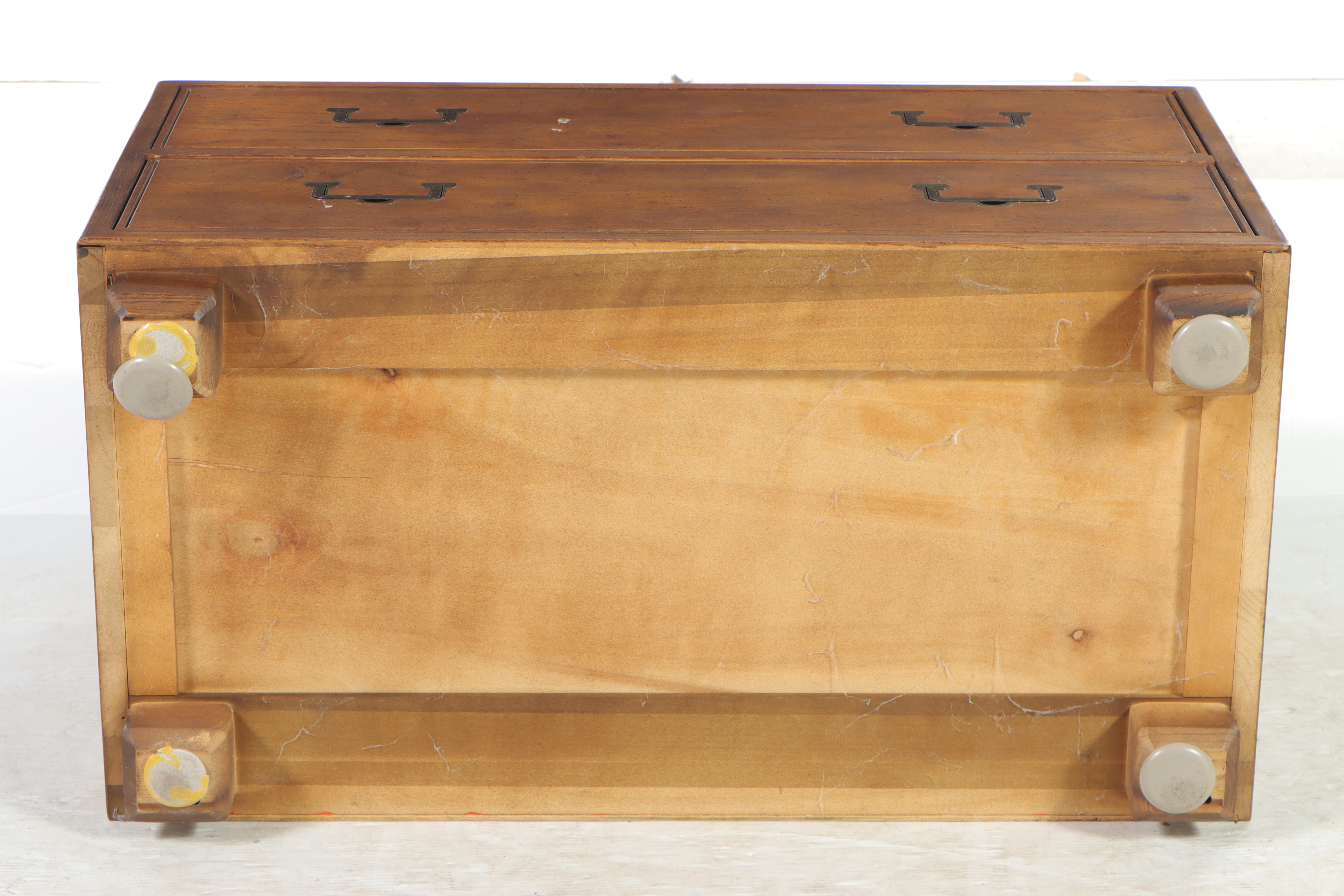 Henredon "Artefacts" Campaign Style Oak Two-Drawer Low Chest, circa 1970