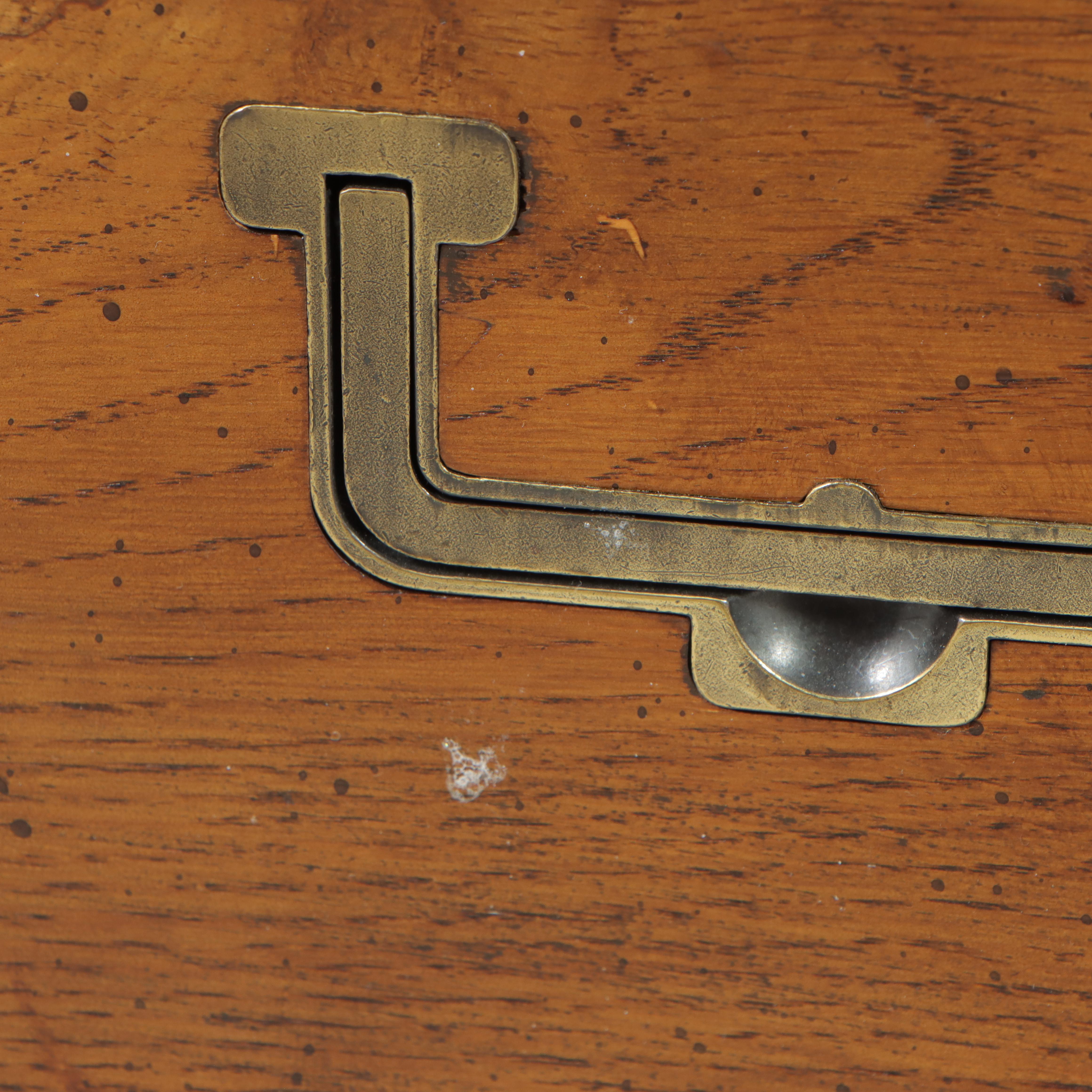 Henredon "Artefacts" Campaign Style Oak Two-Drawer Low Chest, circa 1970