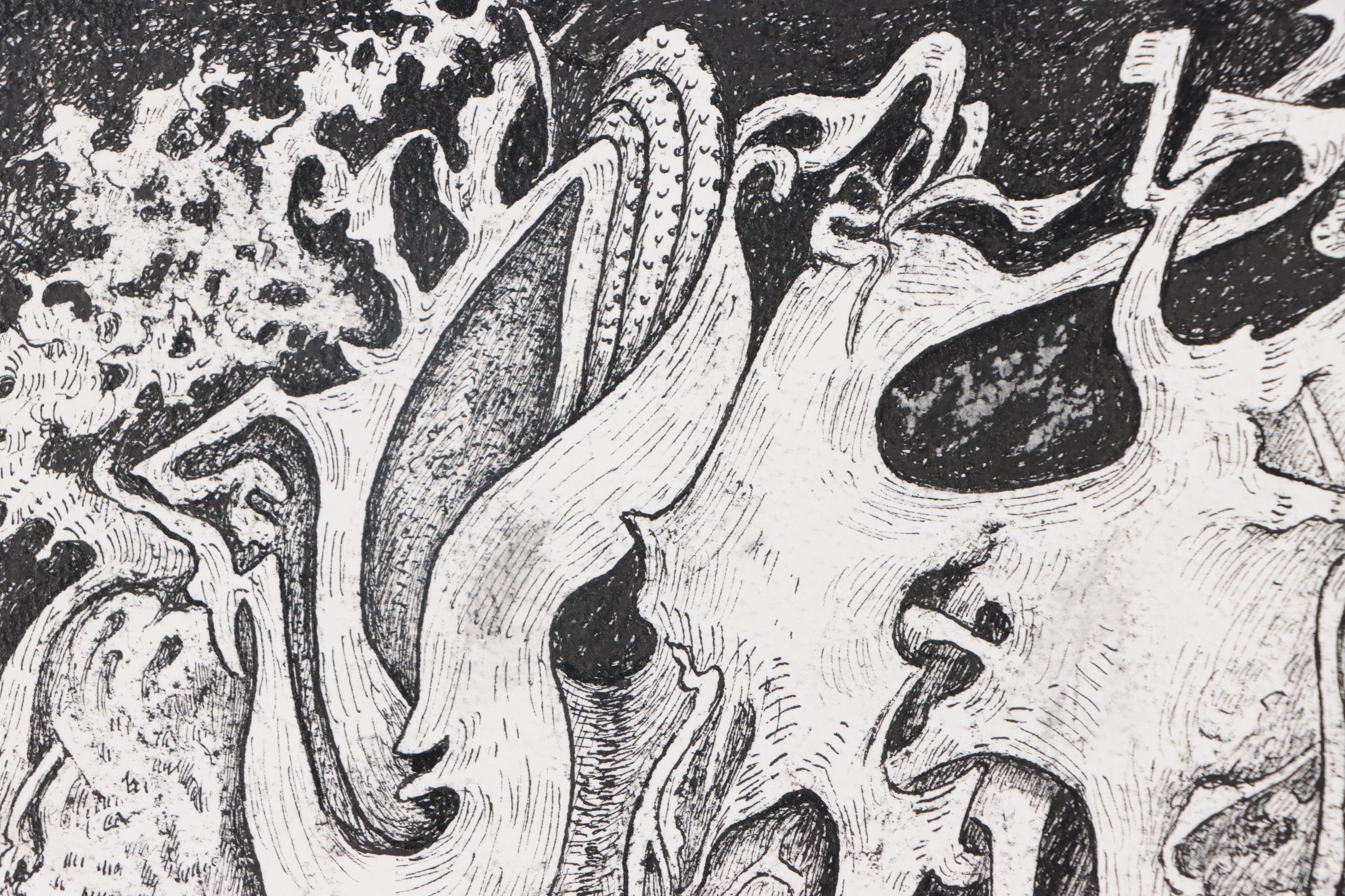 Gustav Von der Loo Abstract Ink Drawing, 1992