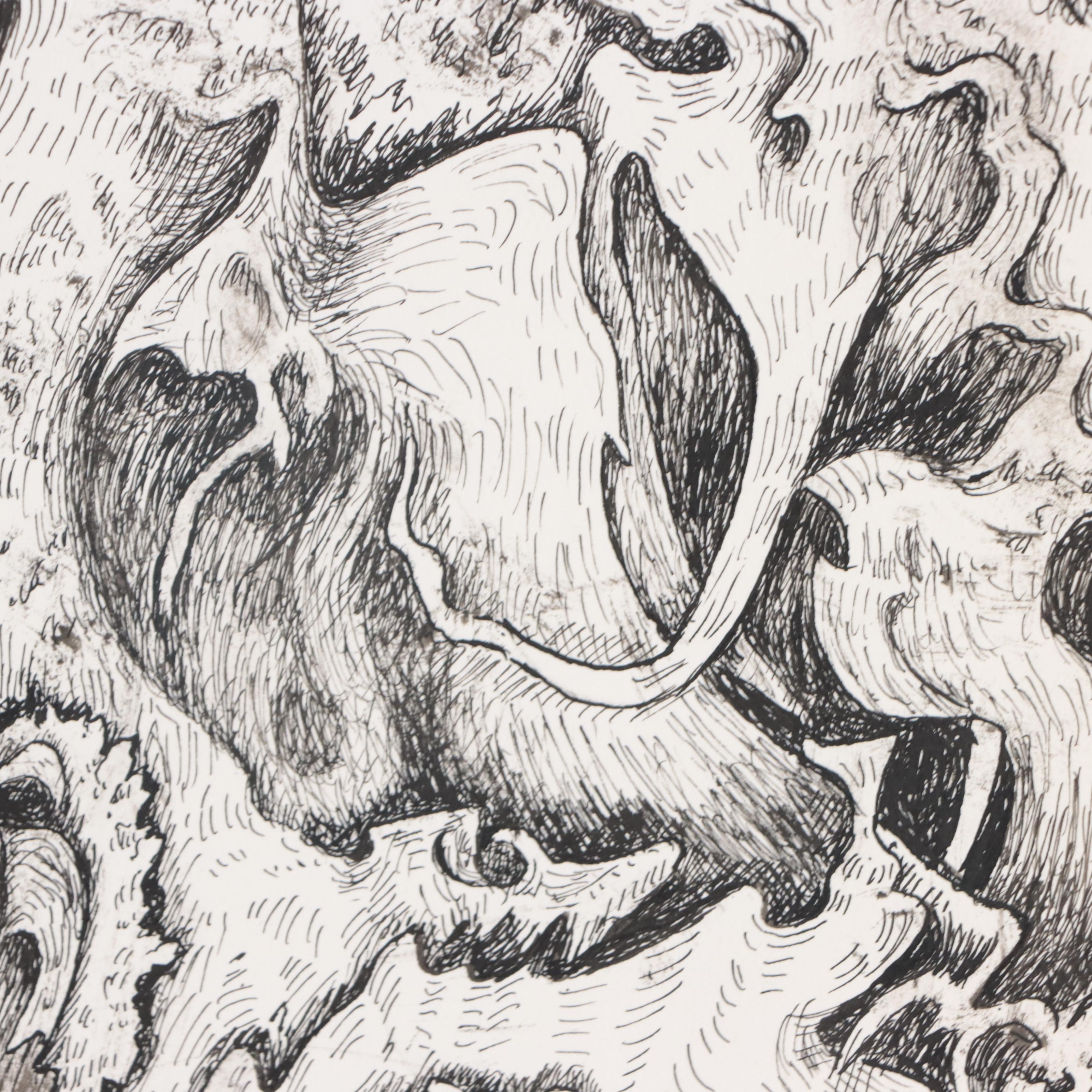 Gustav Von der Loo Abstract Ink Drawing, 1992