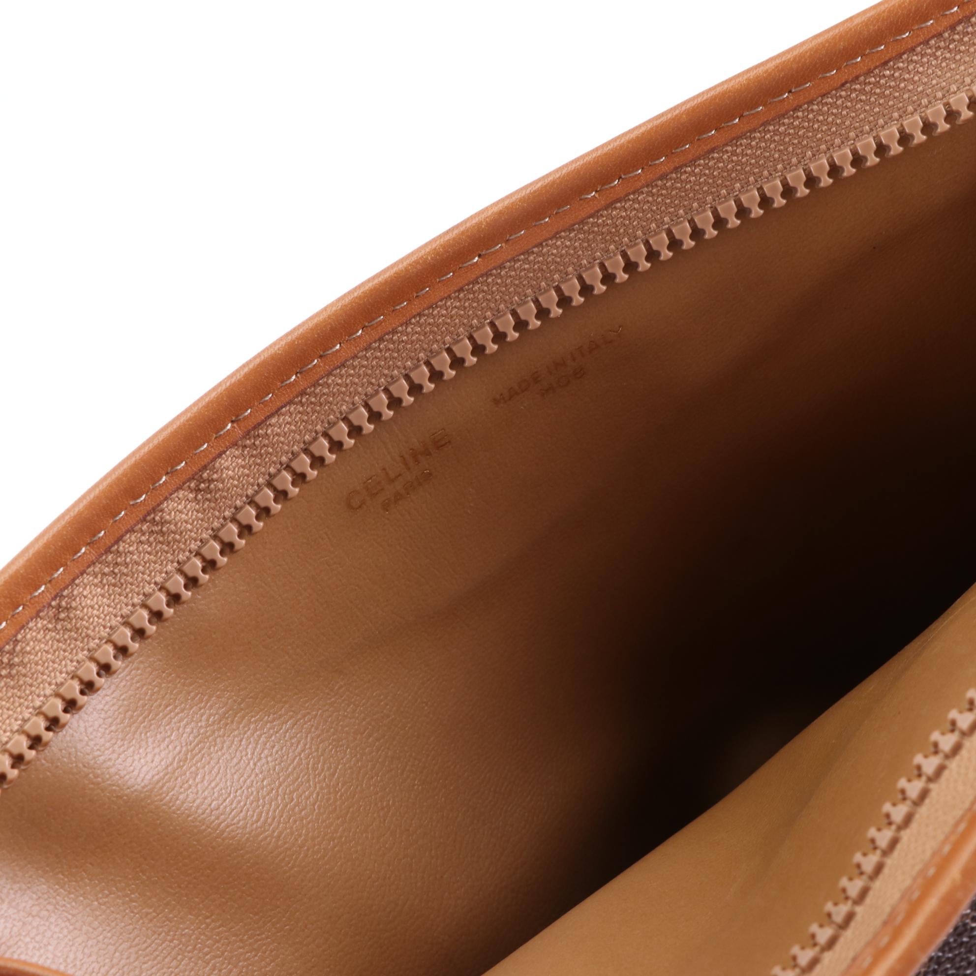 Celine Zip Pouch in Macadam Coated Canvas and Leather