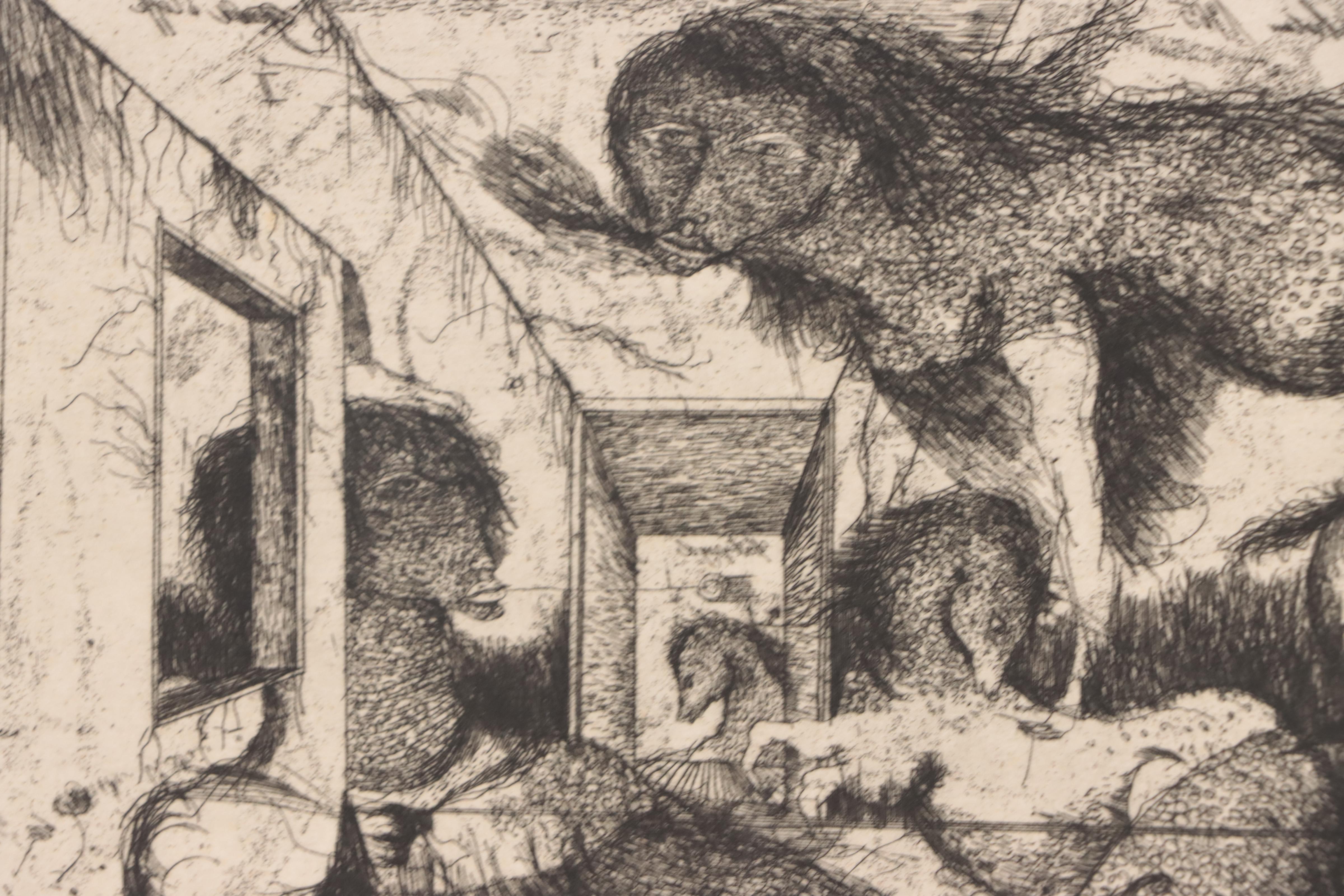 Gerald Helle Etching "Rimbaud Stockholm," 1966