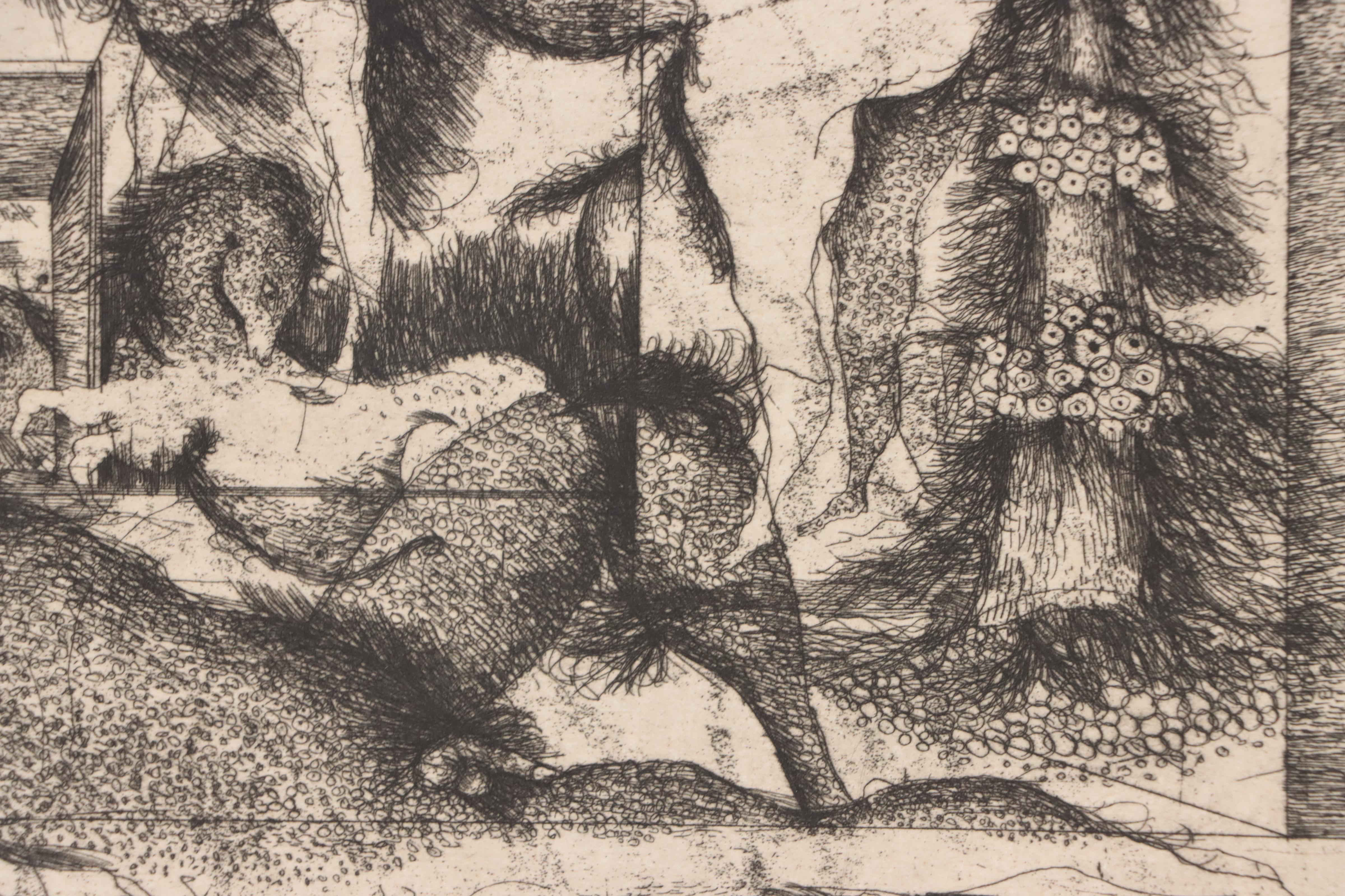 Gerald Helle Etching "Rimbaud Stockholm," 1966