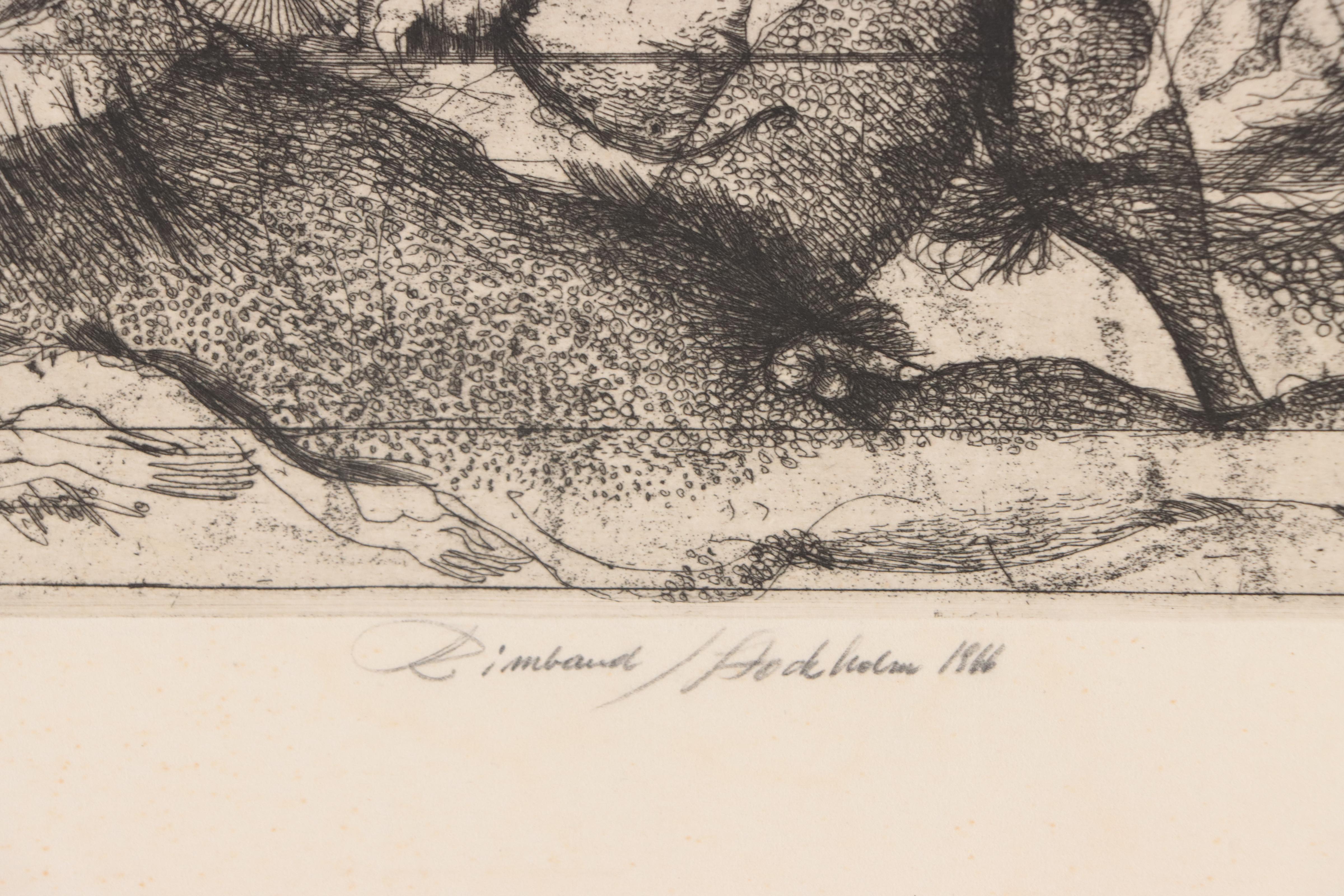 Gerald Helle Etching "Rimbaud Stockholm," 1966