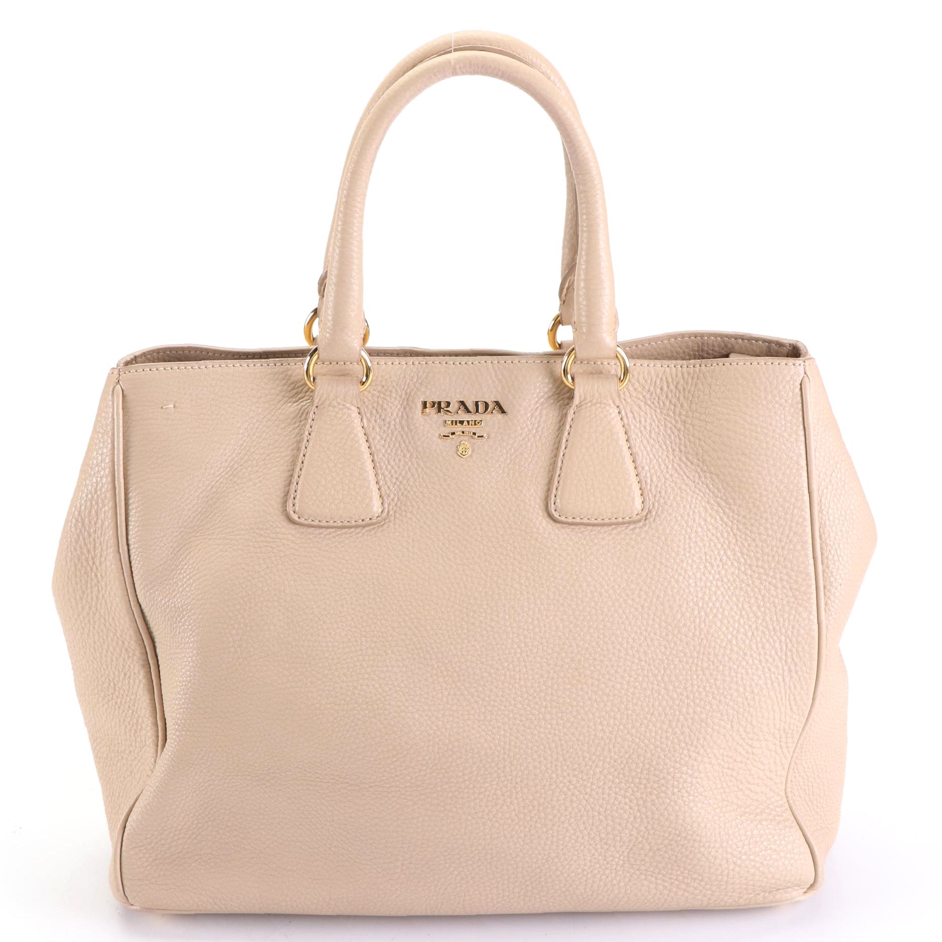 Prada Convertible Shopping Tote in Vitello Daino Leather with Shoulder Strap
