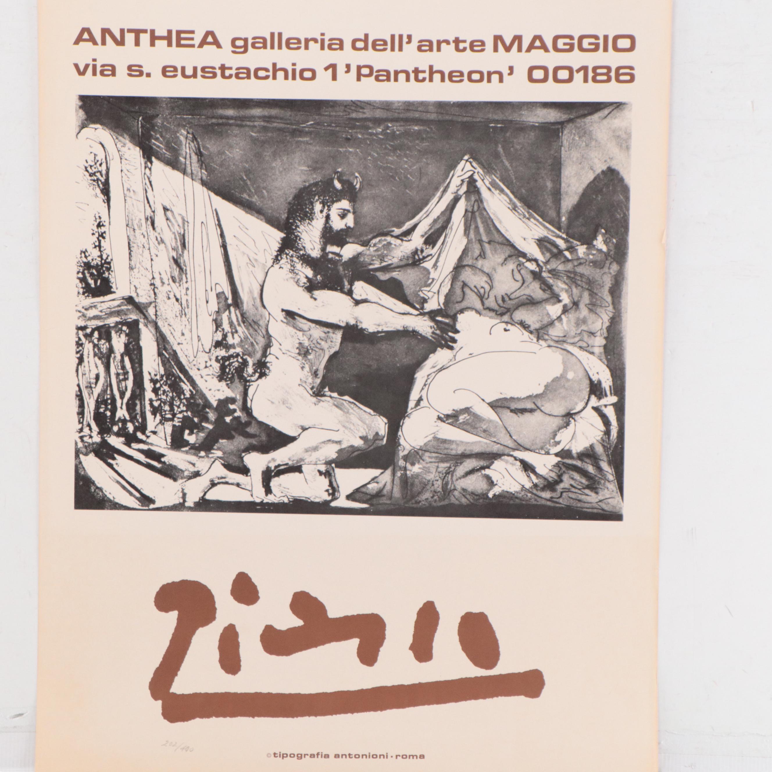 Pablo Picasso Anthea Galleria dell'arte Maggio Exhibition Poster, 1970
