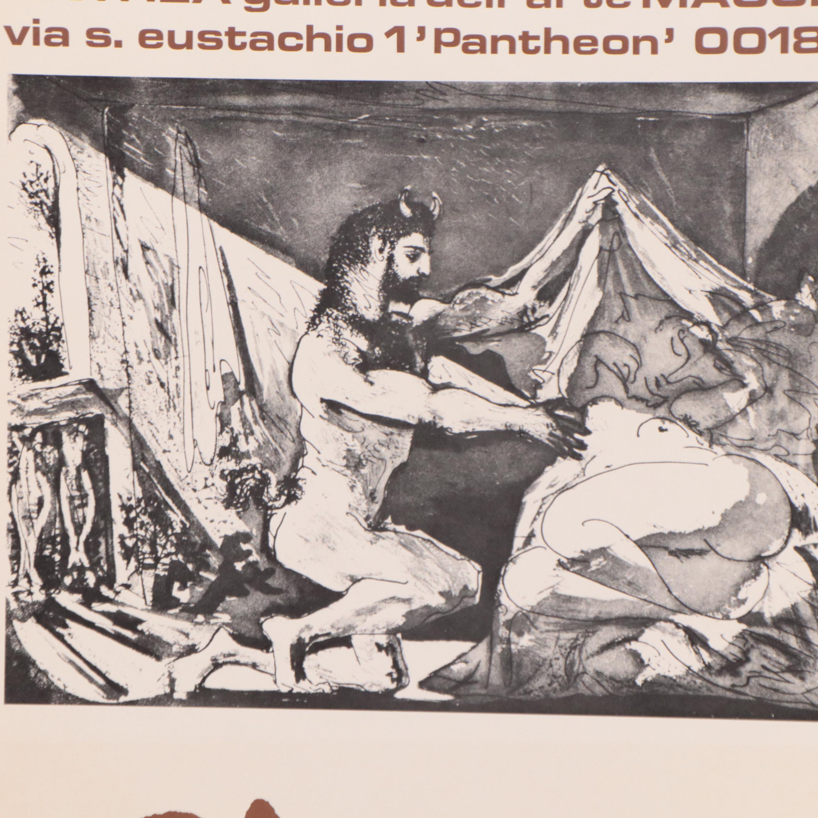 Pablo Picasso Anthea Galleria dell'arte Maggio Exhibition Poster, 1970