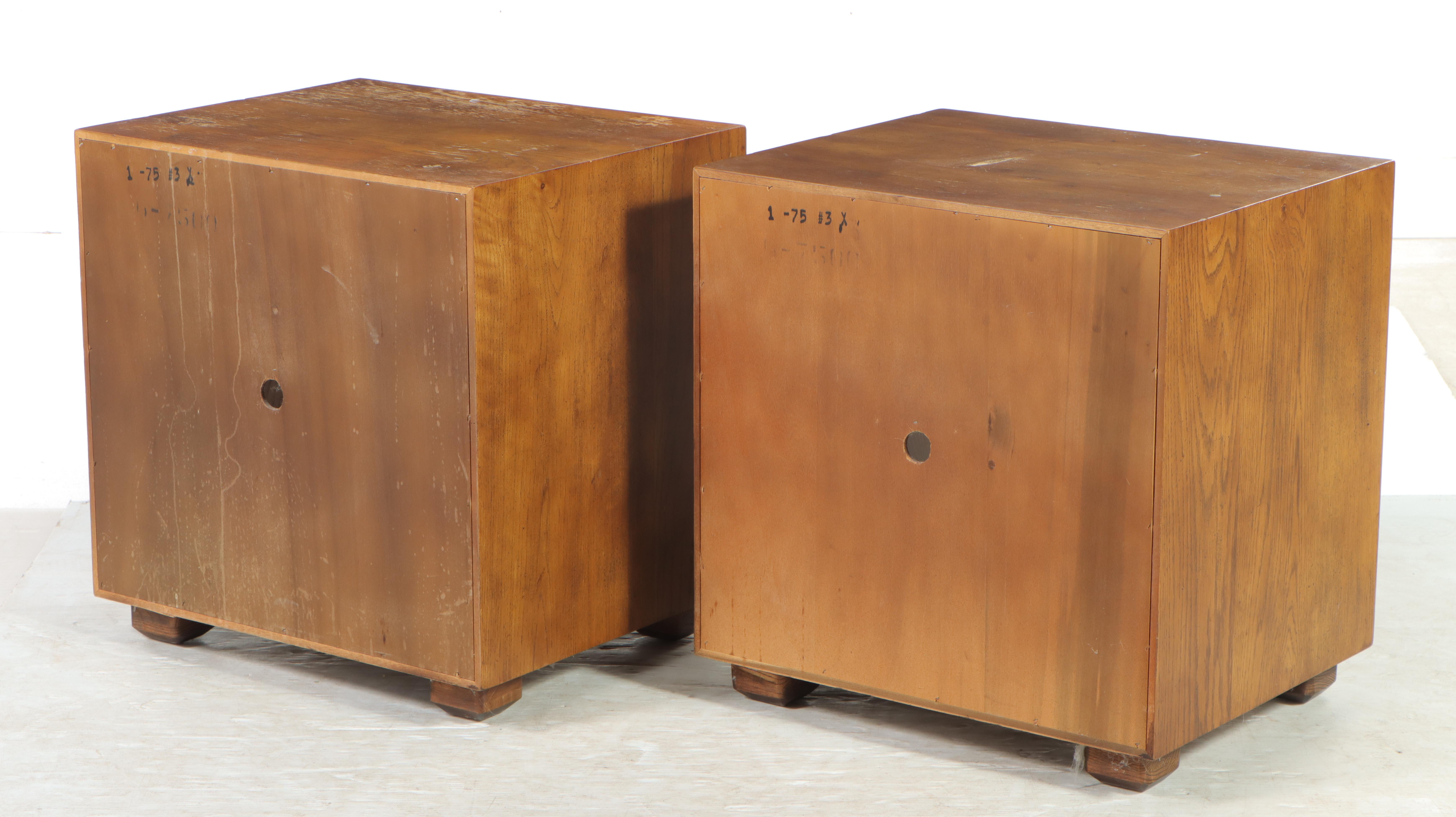 Pair of Henredon "Artefacts" Campaign Style Oak Nightstands, circa 1970