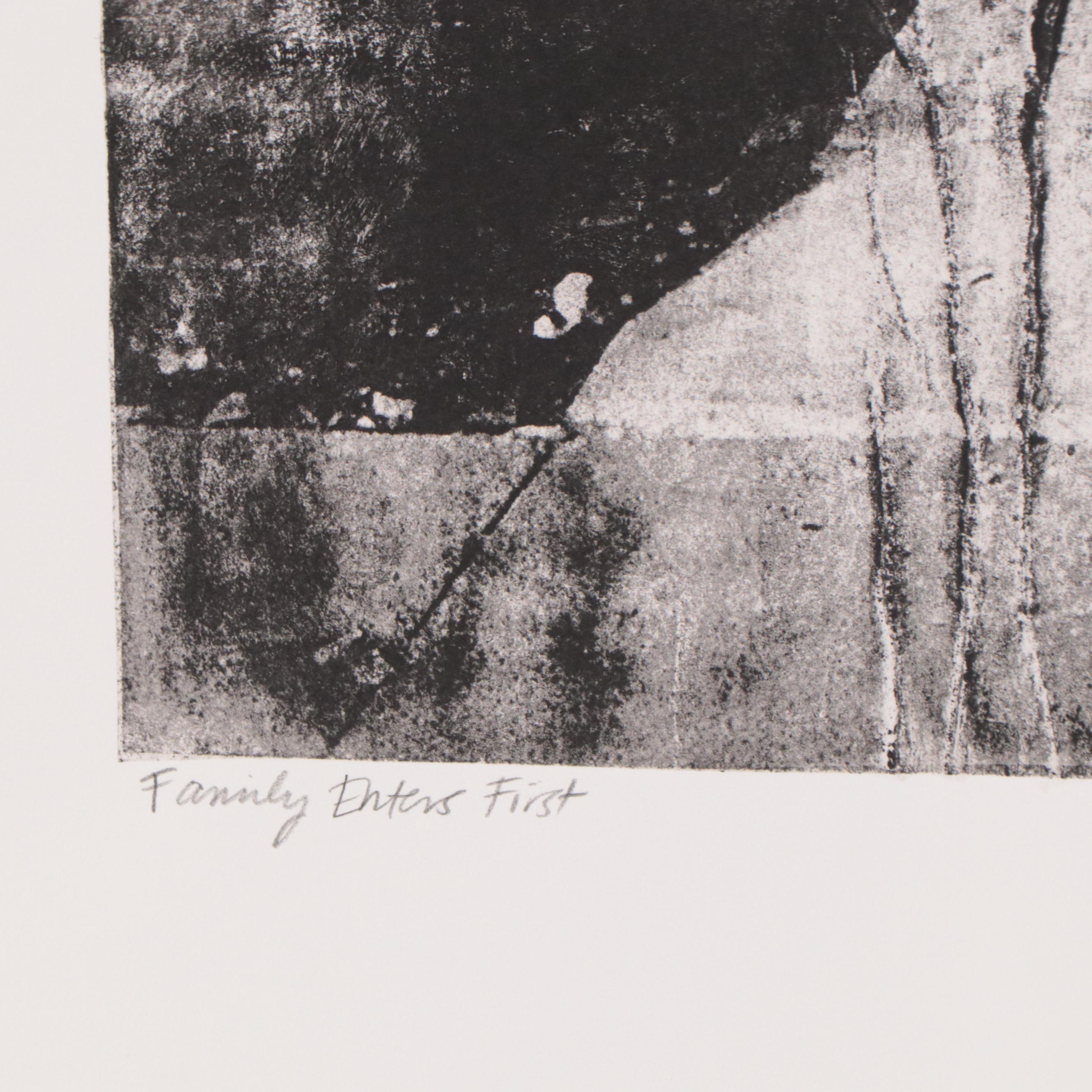 Julie Cowan Lithograph Monoprint "Family Enters First"